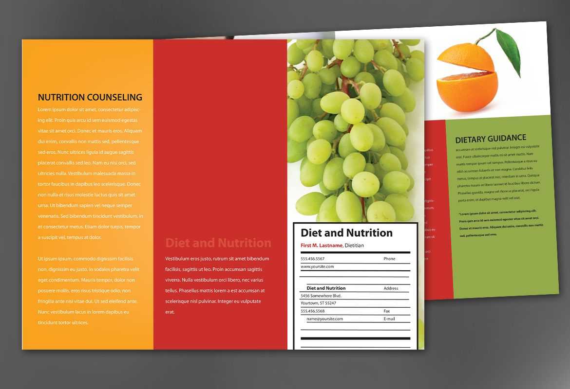 Tri Fold Brochure Template For Health And Nutrition. Order Within Nutrition Brochure Template