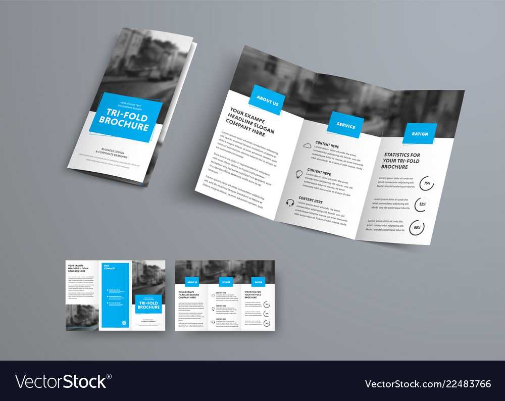 Tri Fold Brochure Template With Blue Rectangular With Regard To 3 Fold Brochure Template Free