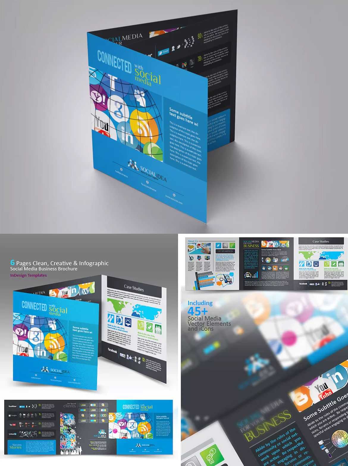 Tri Fold Social Media Brochure Template Indesign Indd Regarding Social Media Brochure Template