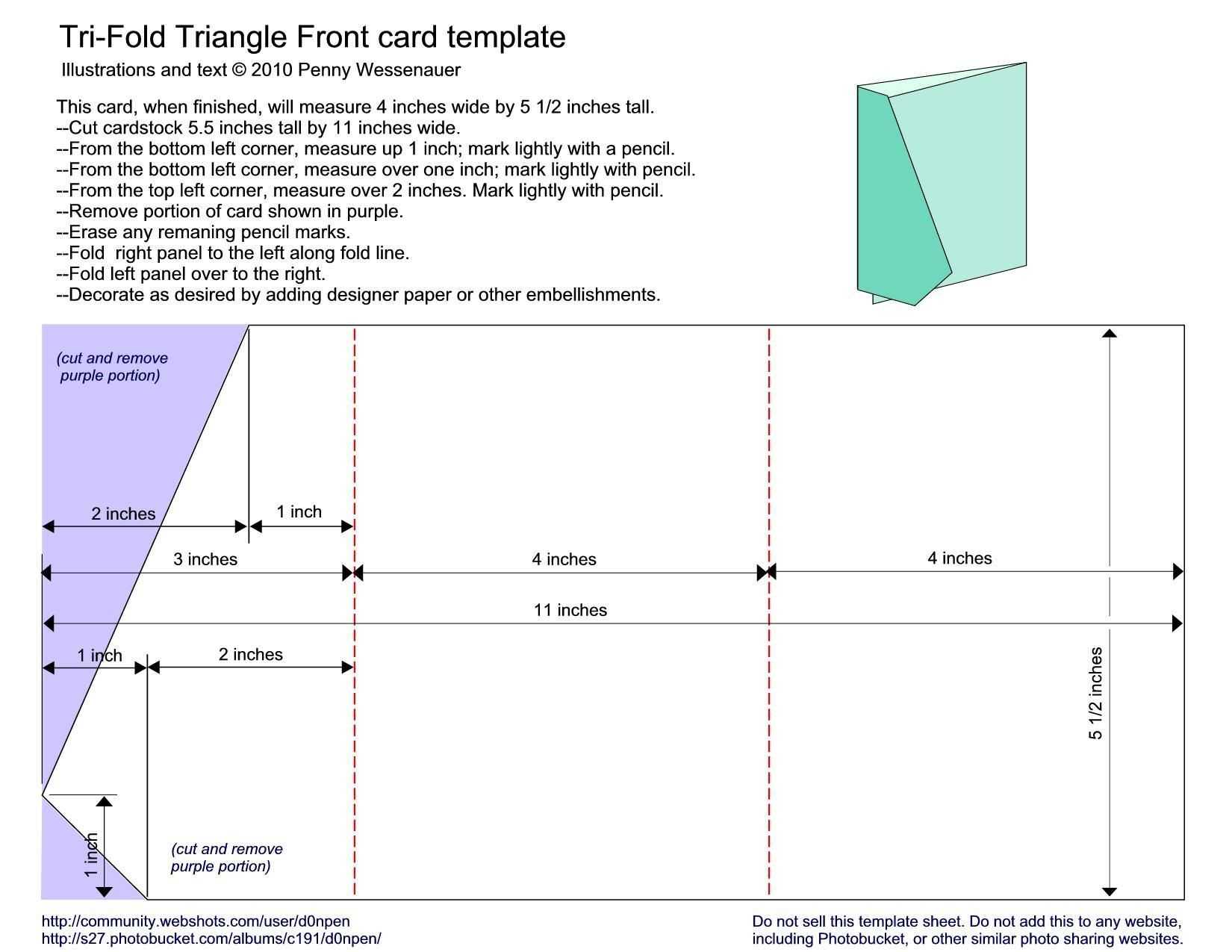 Tri Fold Triangle Front Card Template | Card And Paper Within Three Fold Card Template