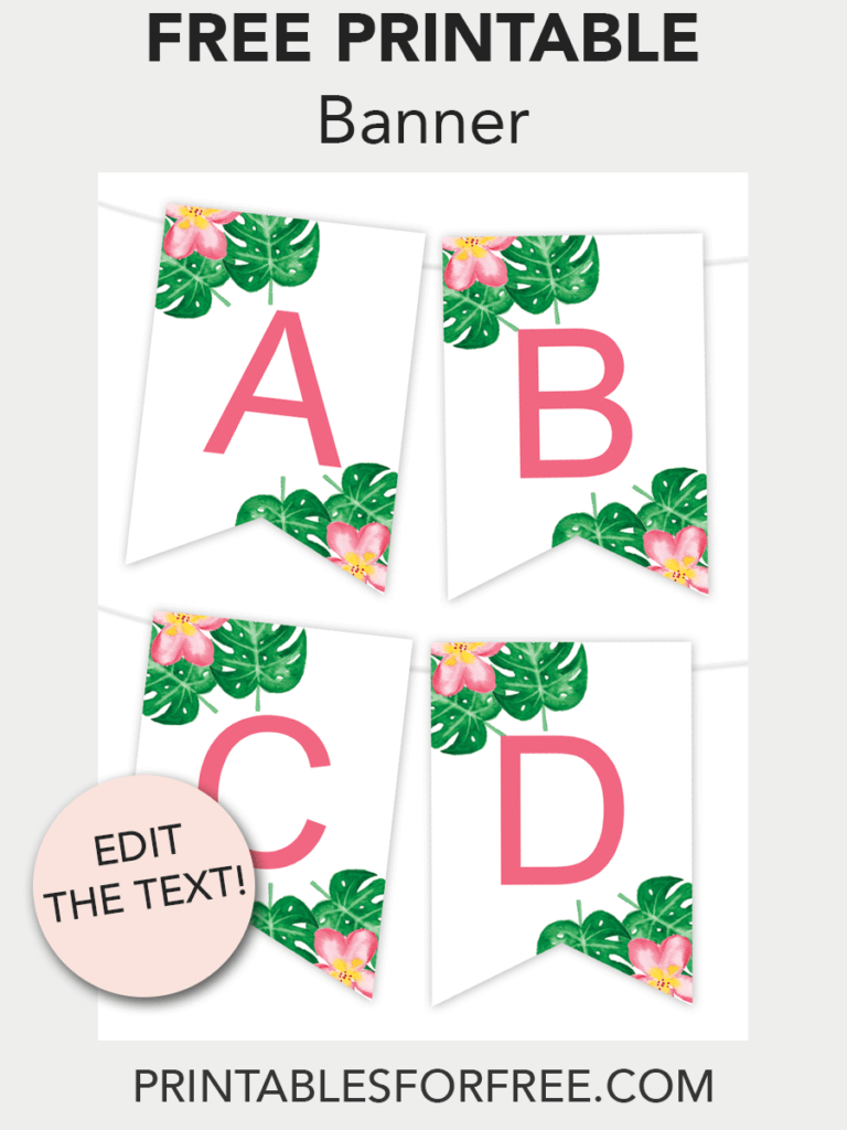 Tropical Printable Banner | Printable Birthday Banner Intended For Free Letter Templates For Banners