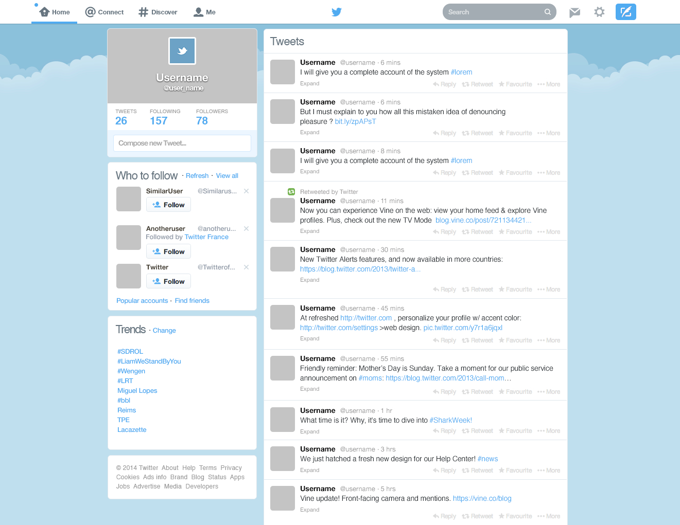 Twitter New Home Gui Psd Template – Download Psd Within Blank Twitter Profile Template