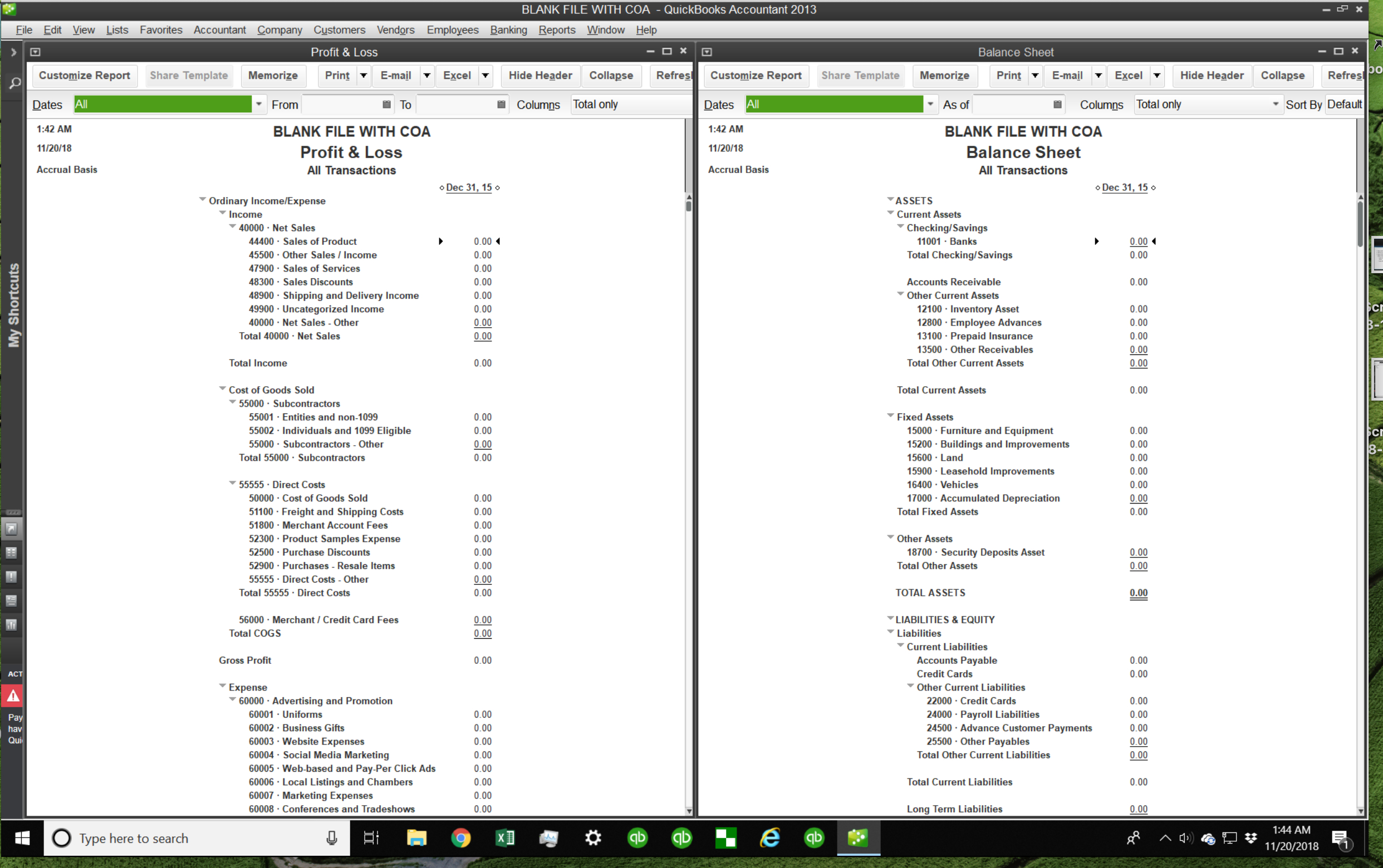 Ultimate Chart Of Accounts For Quickbooks Online And Desktop Within Quick Book Reports Templates