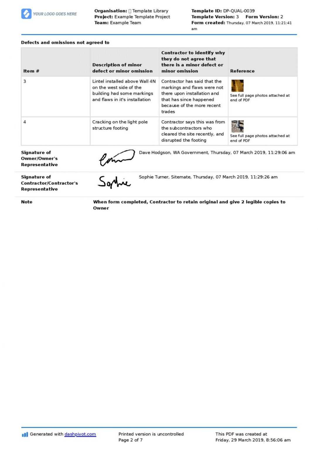 Construction Payment Certificate Template