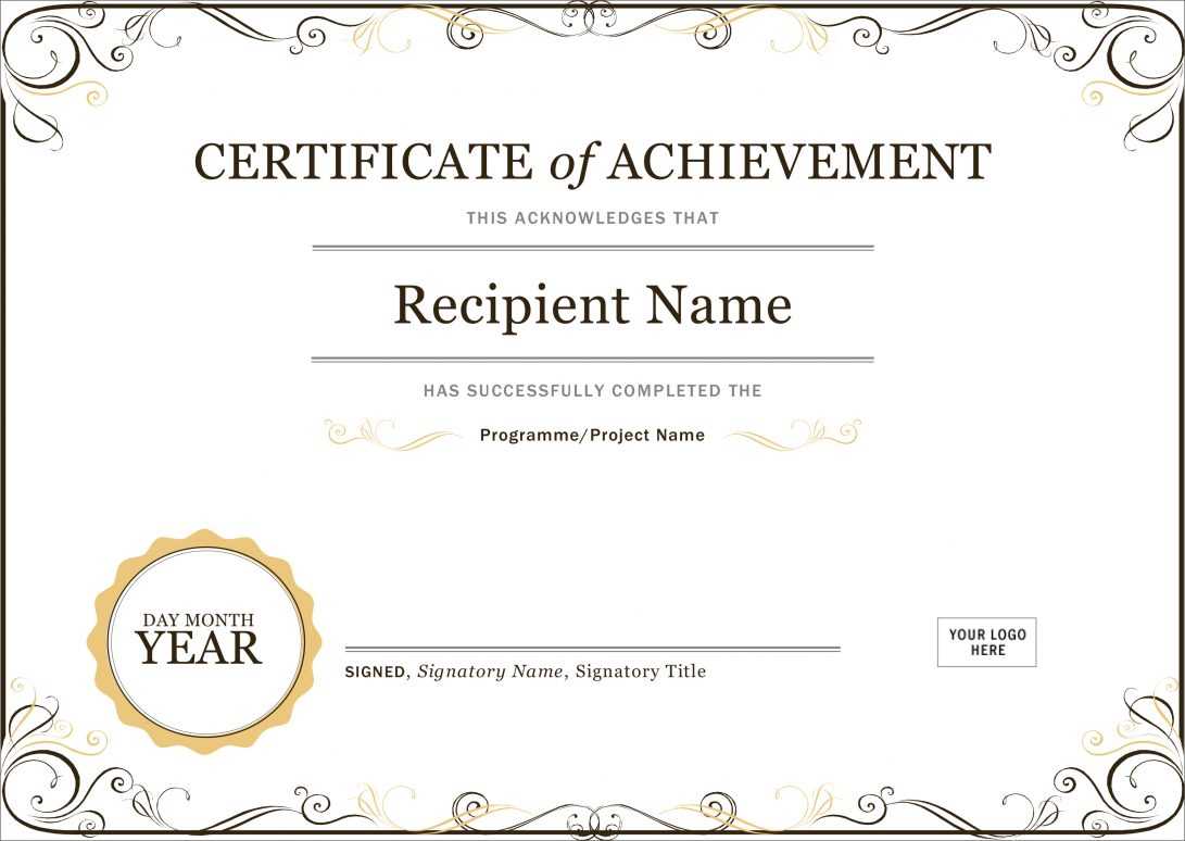 Unique Certificate Of Accomplishment Template Creative Blank Intended For Word Certificate Of Achievement Template