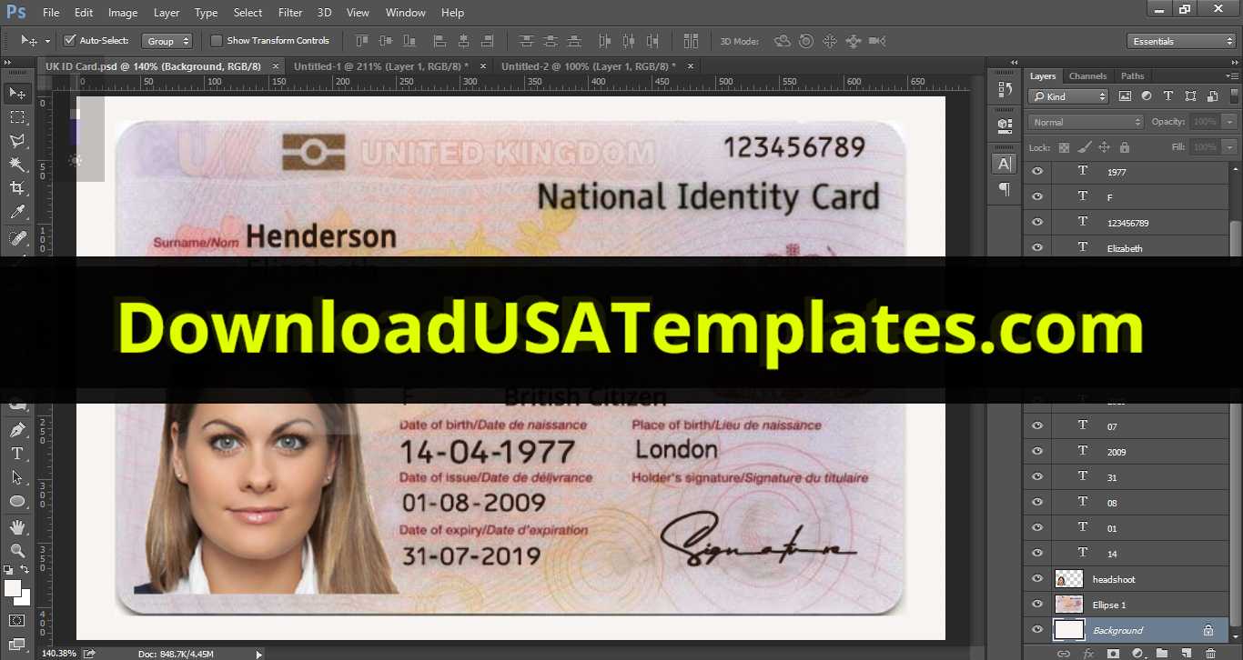 United Kingdom National Identity Card Template [Uk Id Card] Intended For Florida Id Card Template