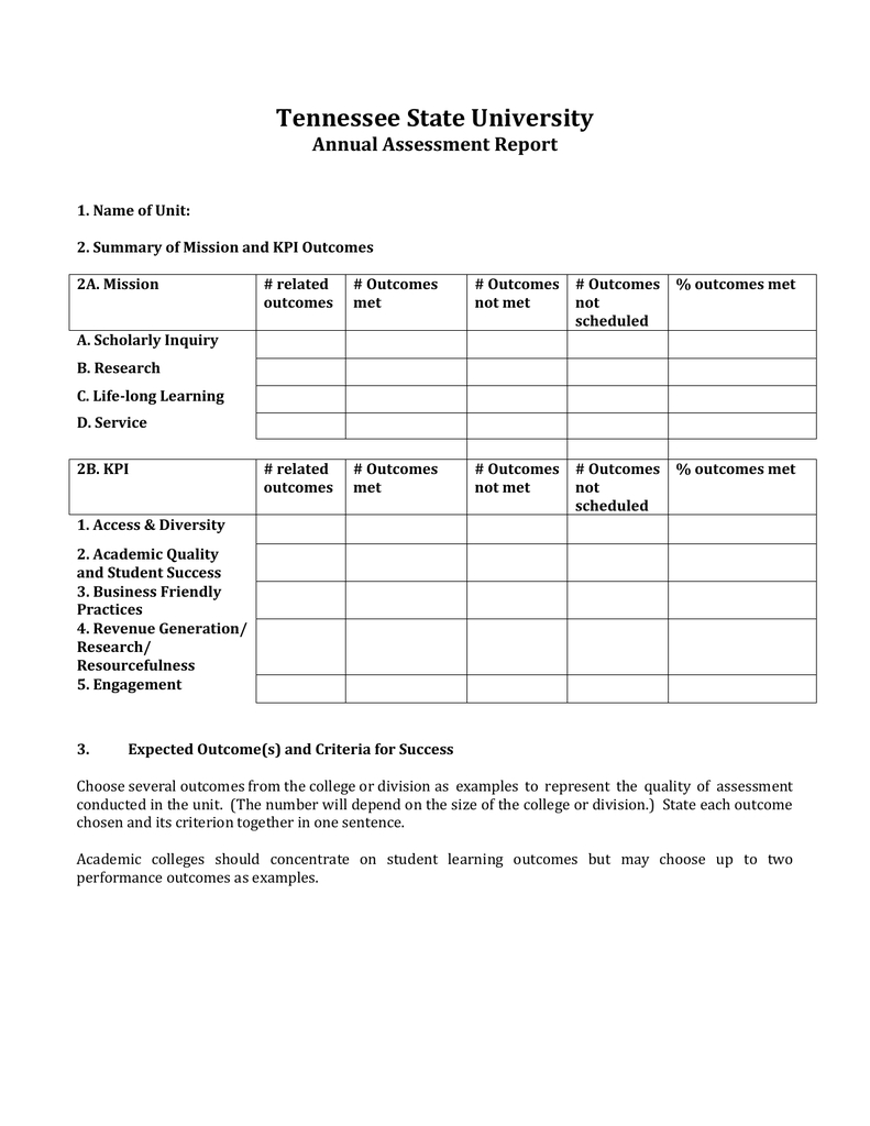 University Assessment And Improvement Report Writing Template For Improvement Report Template