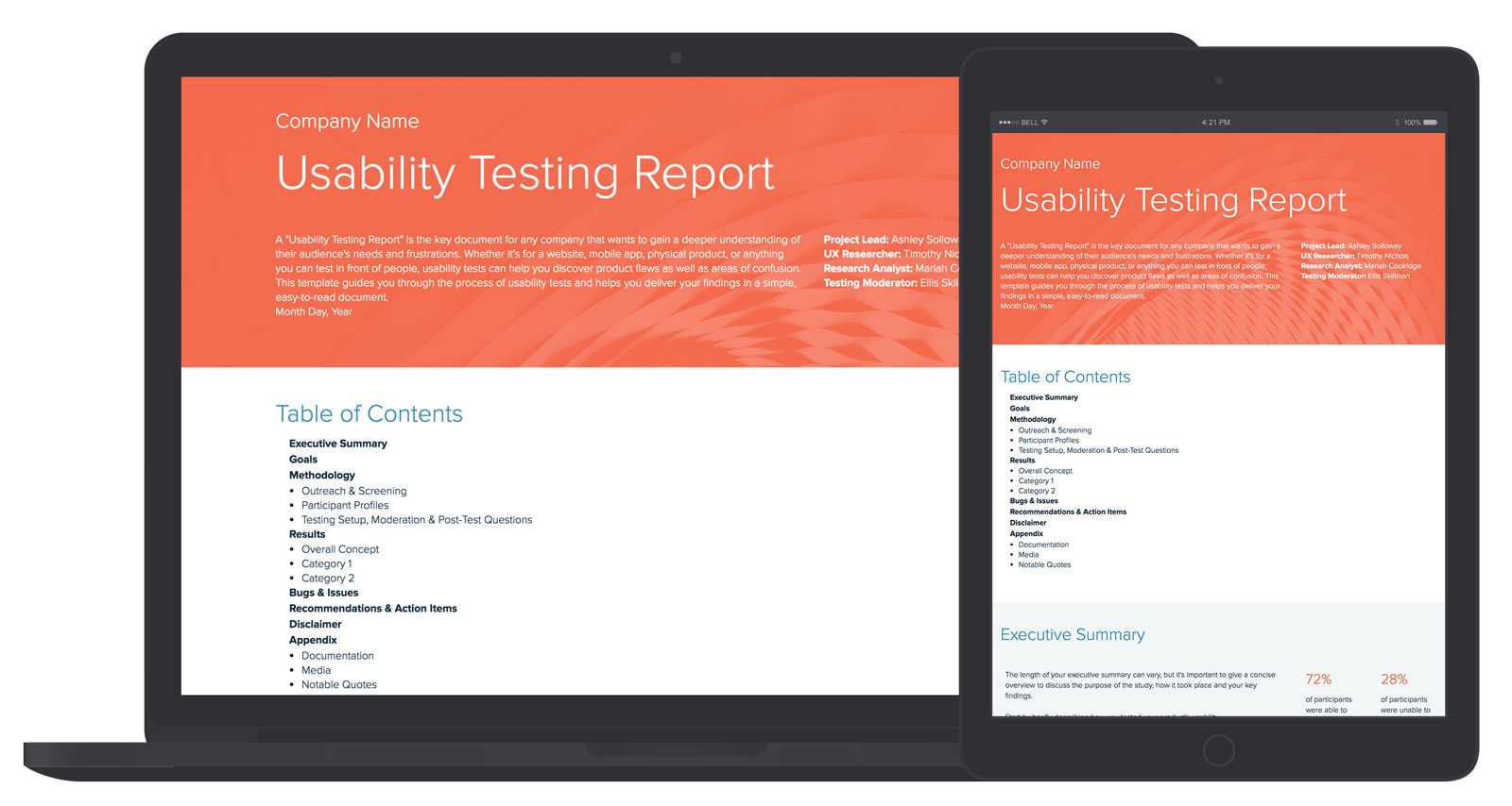 Usability Testing Report Template And Examples | Xtensio For Test Result Report Template