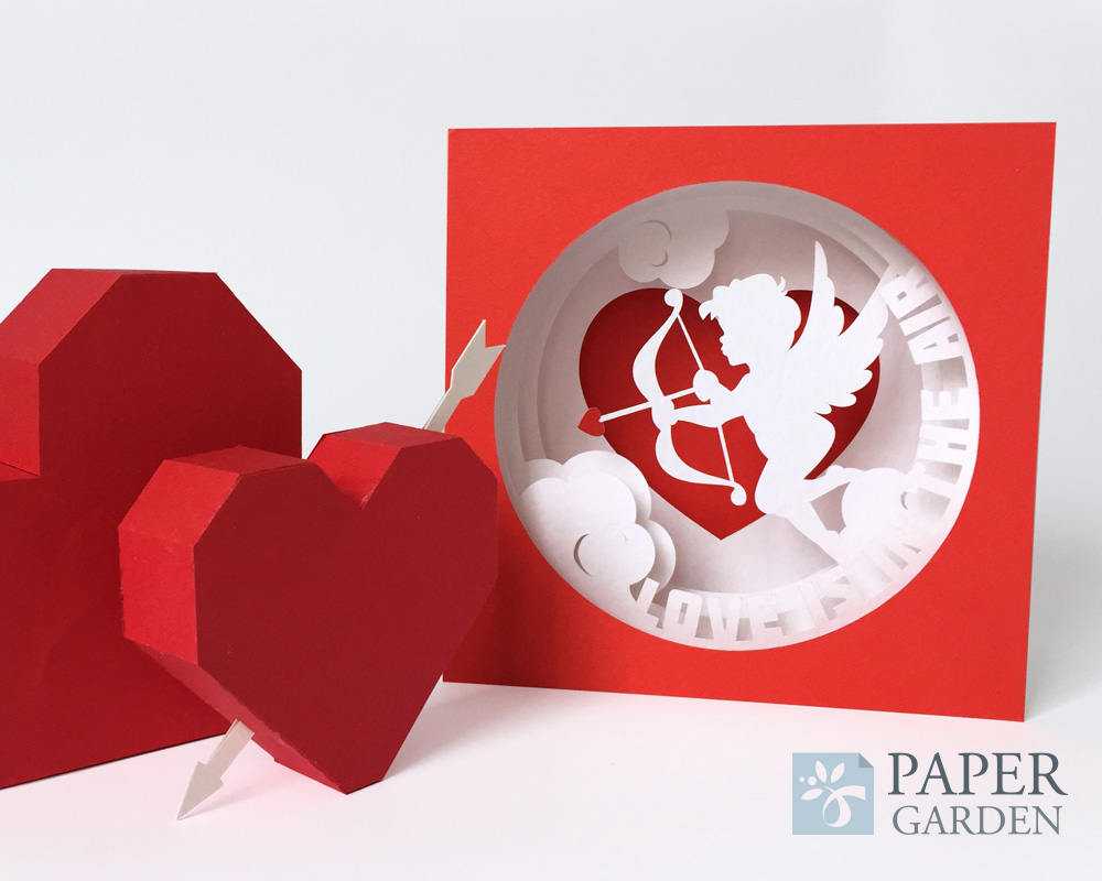 Valentine's Day Papercut Template Tunnel Card “Love Is In The Air” + 2 3D  Hearts, Instant Download, Svg, Pdf, Diy Throughout 3D Heart Pop Up Card Template Pdf