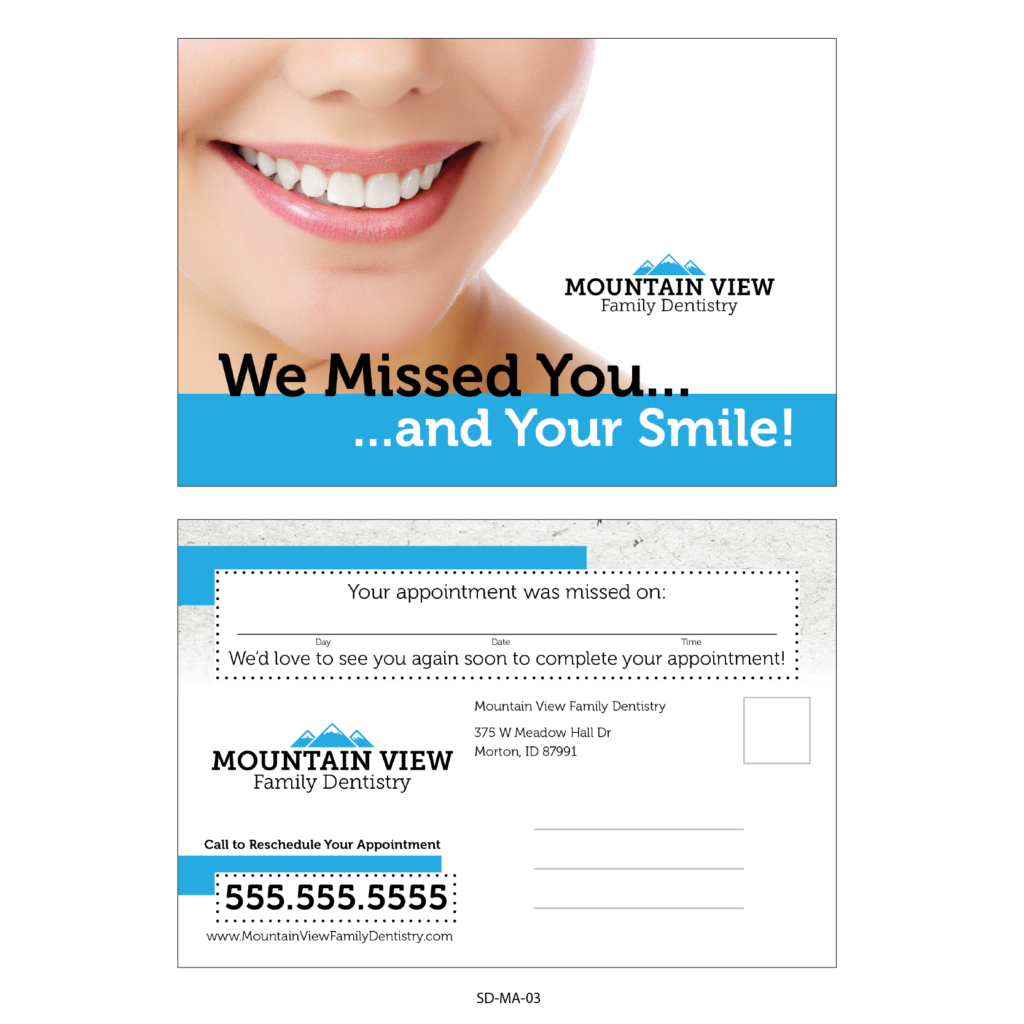 Variable Data Missed Appointment Reminder Card Templates With Dentist Appointment Card Template