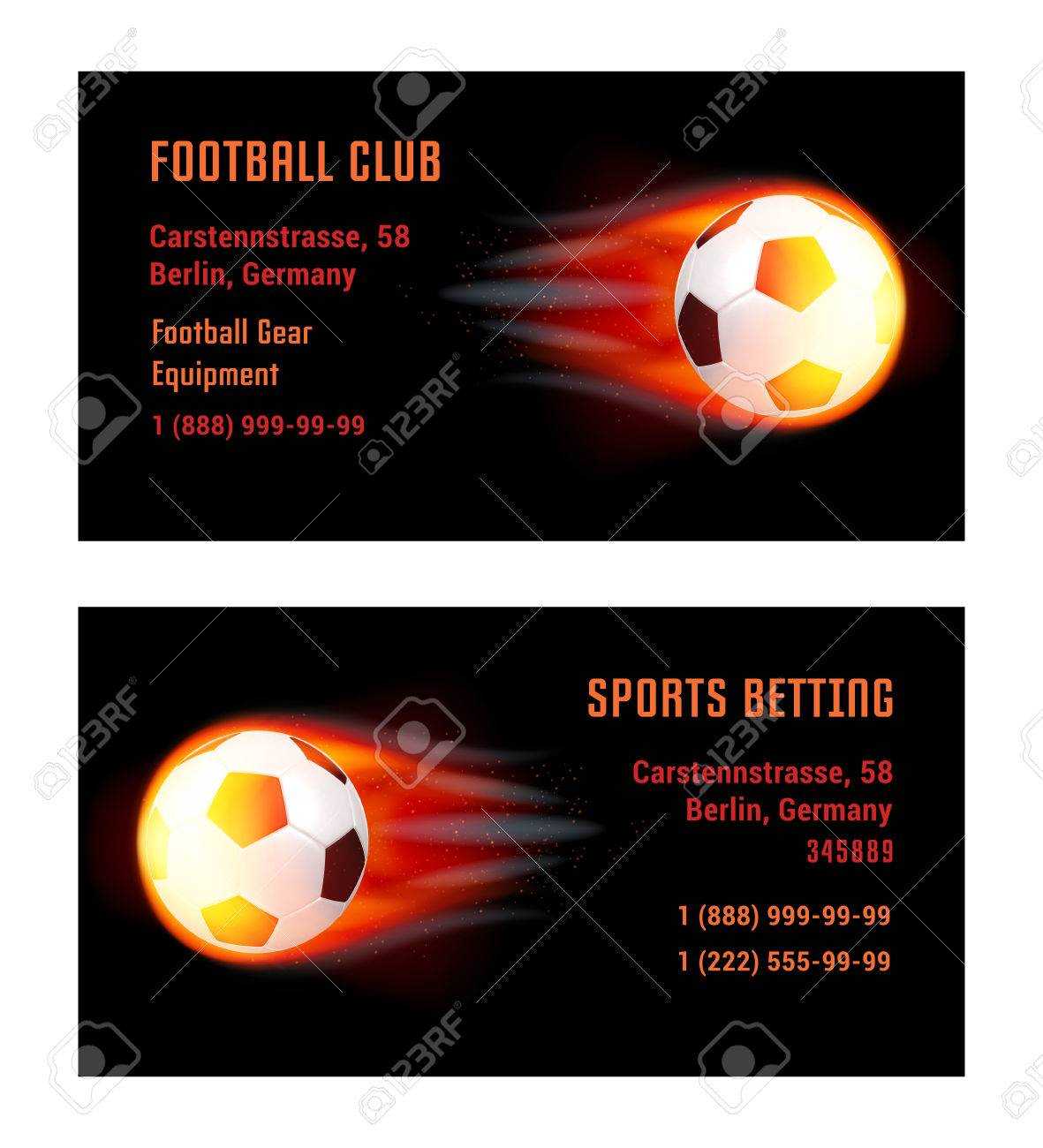 Vector Card Football Ball With Fire. Template For Football Club.. In Football Betting Card Template