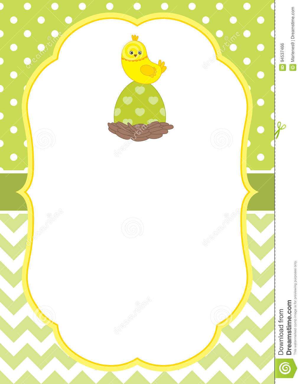 Vector Card Template With A Cute Chick On Polka Dot And Inside Easter Chick Card Template