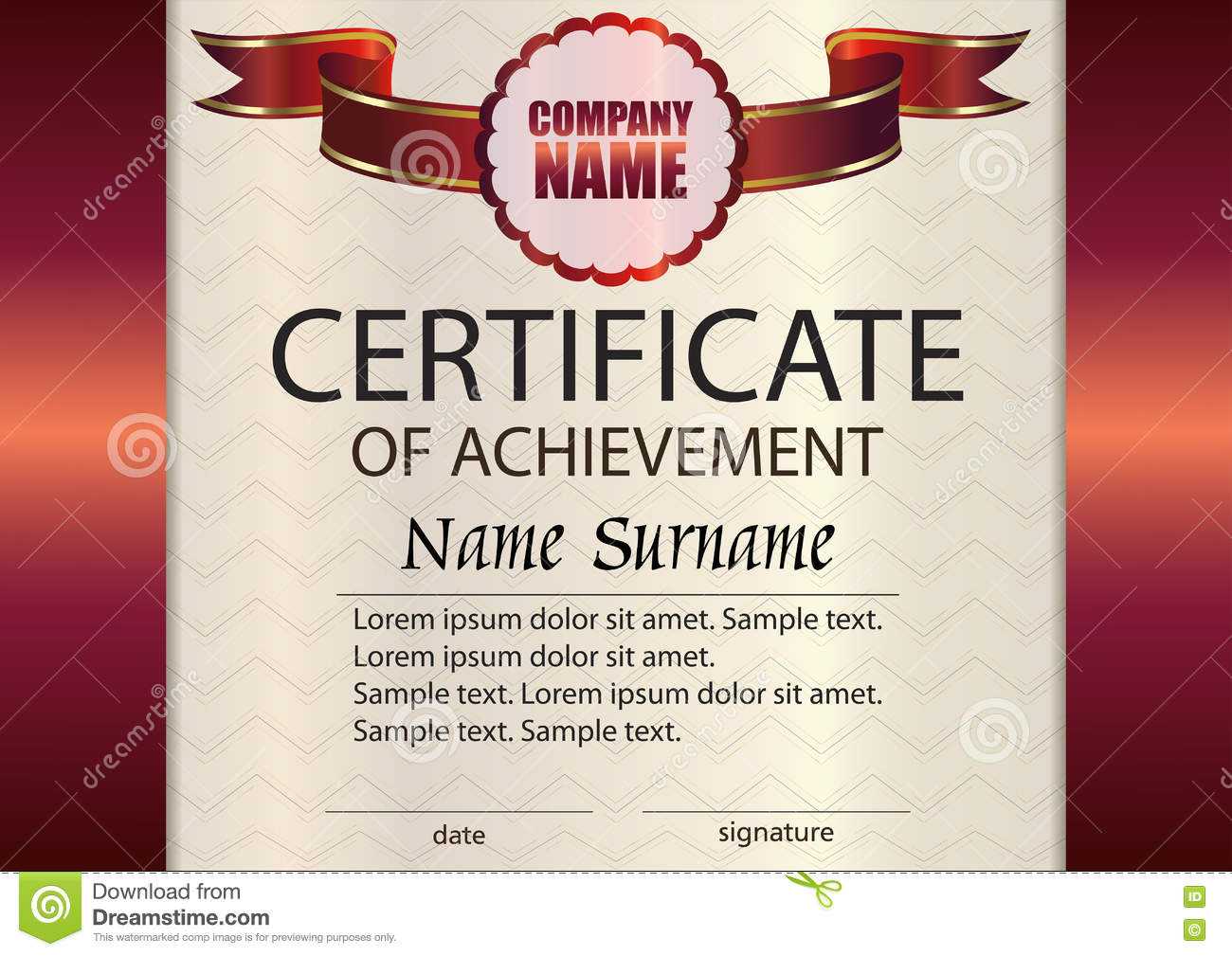 Vector Certificate Of Achievement Template. Award Winner Inside Certificate Of Attainment Template