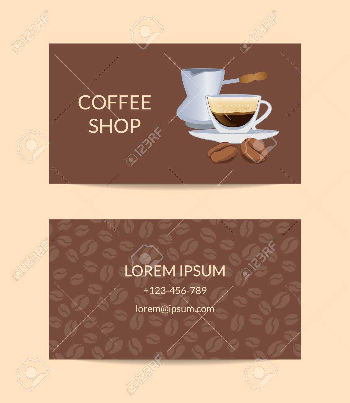 Vector Coffee Shop Or Company Business Card Template Woth Cup.. Inside Coffee Business Card Template Free