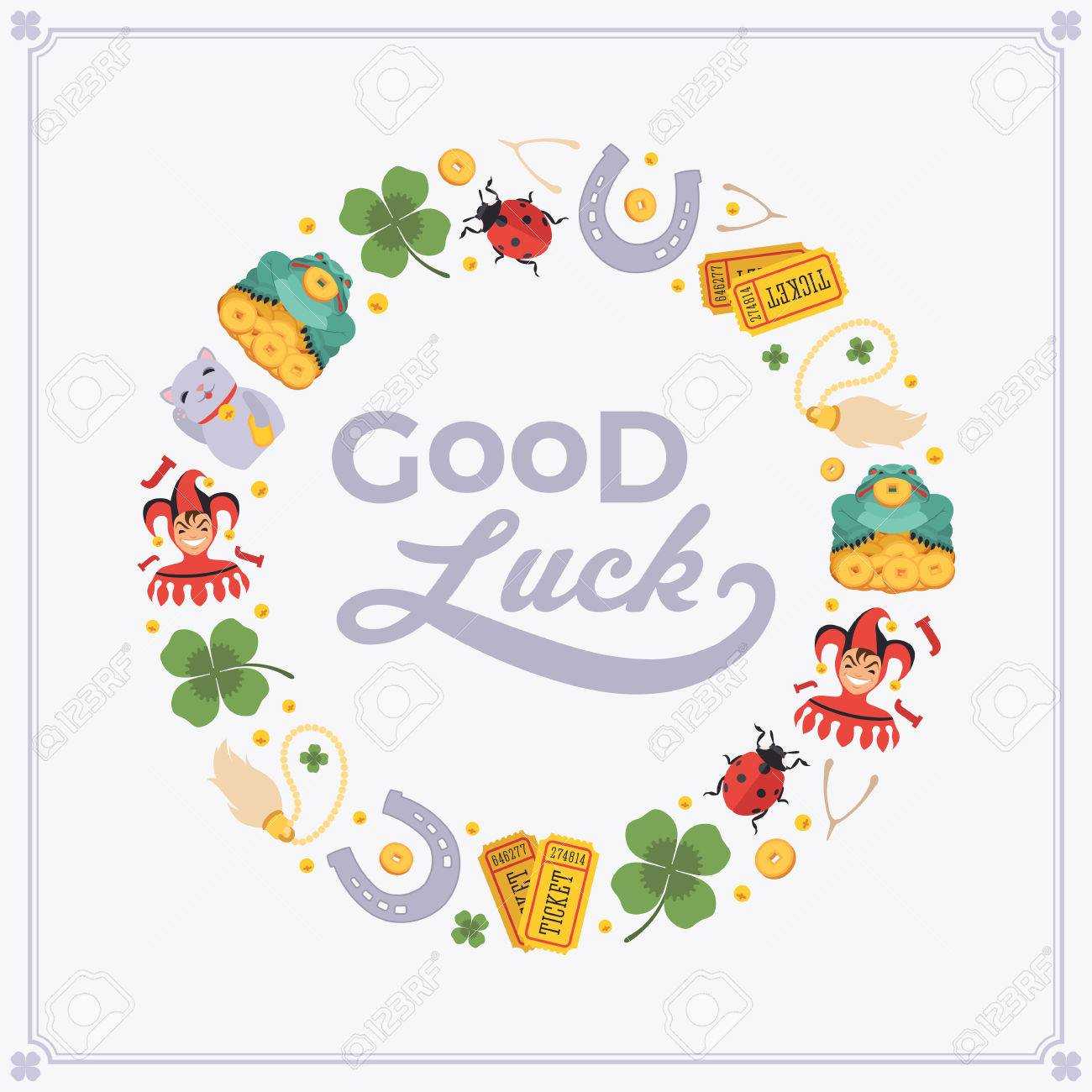 Vector Decorating Design Made Of Lucky Charms, And The Words.. In Good Luck Card Template