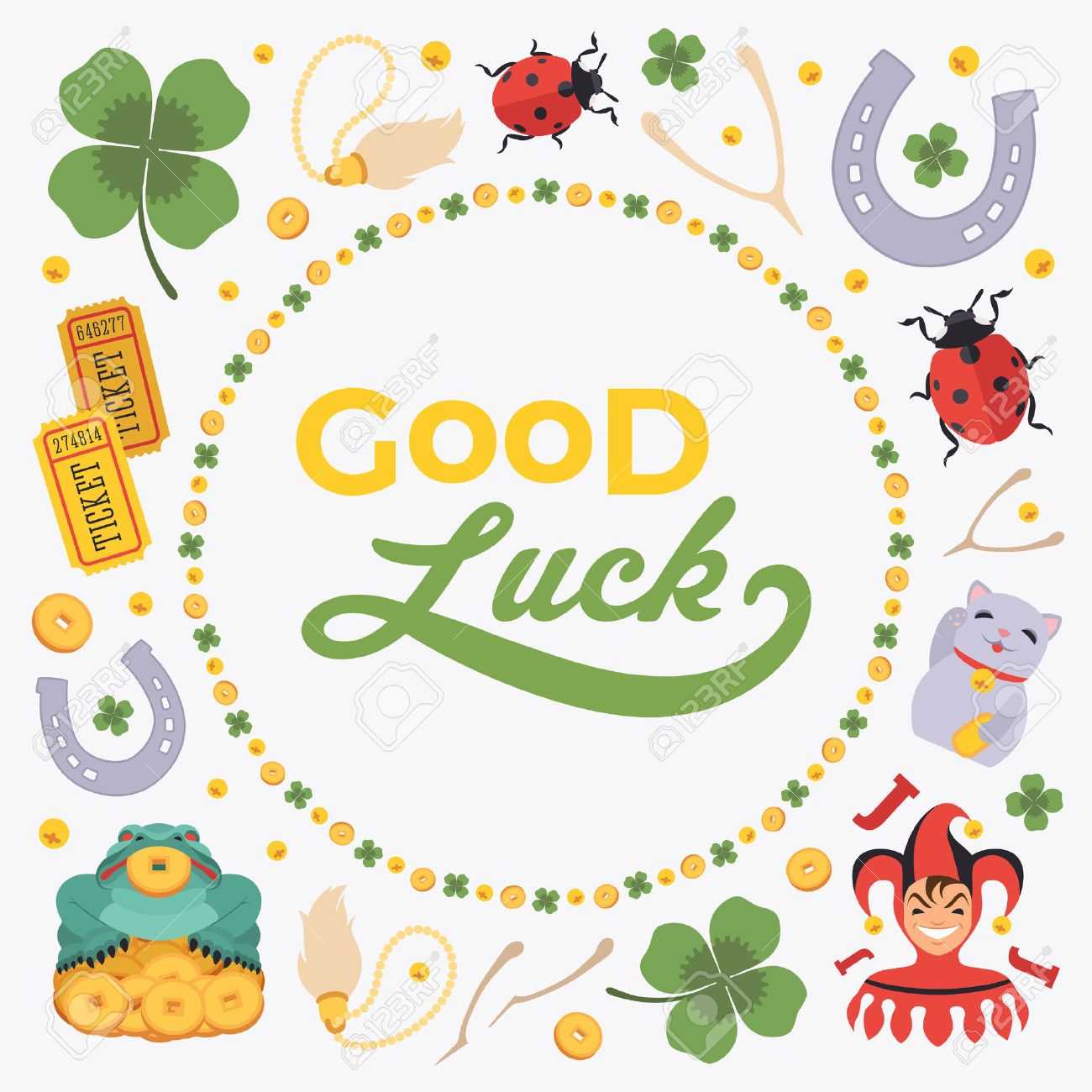 Vector Decorating Design Made Of Lucky Charms, And The Words.. Pertaining To Good Luck Card Template