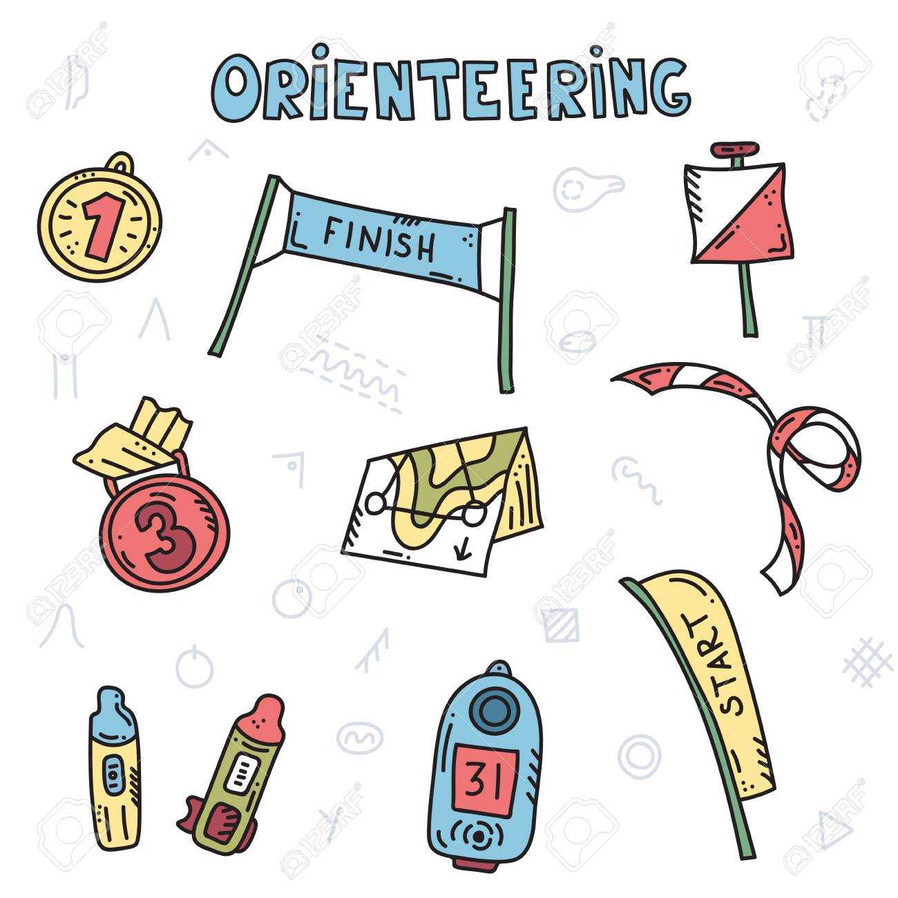 Vector Illustration Of Sport Orienteering Isolated Elements:.. Throughout Orienteering Control Card Template
