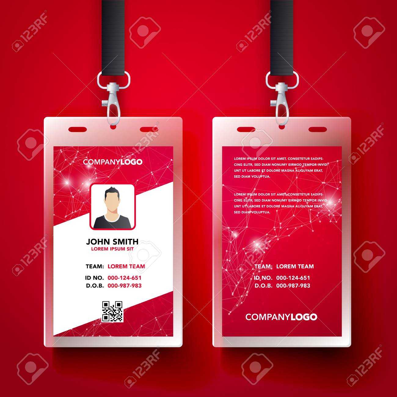 Vector Illustration Red Corporate Id Card Design Template Set Throughout Company Id Card Design Template