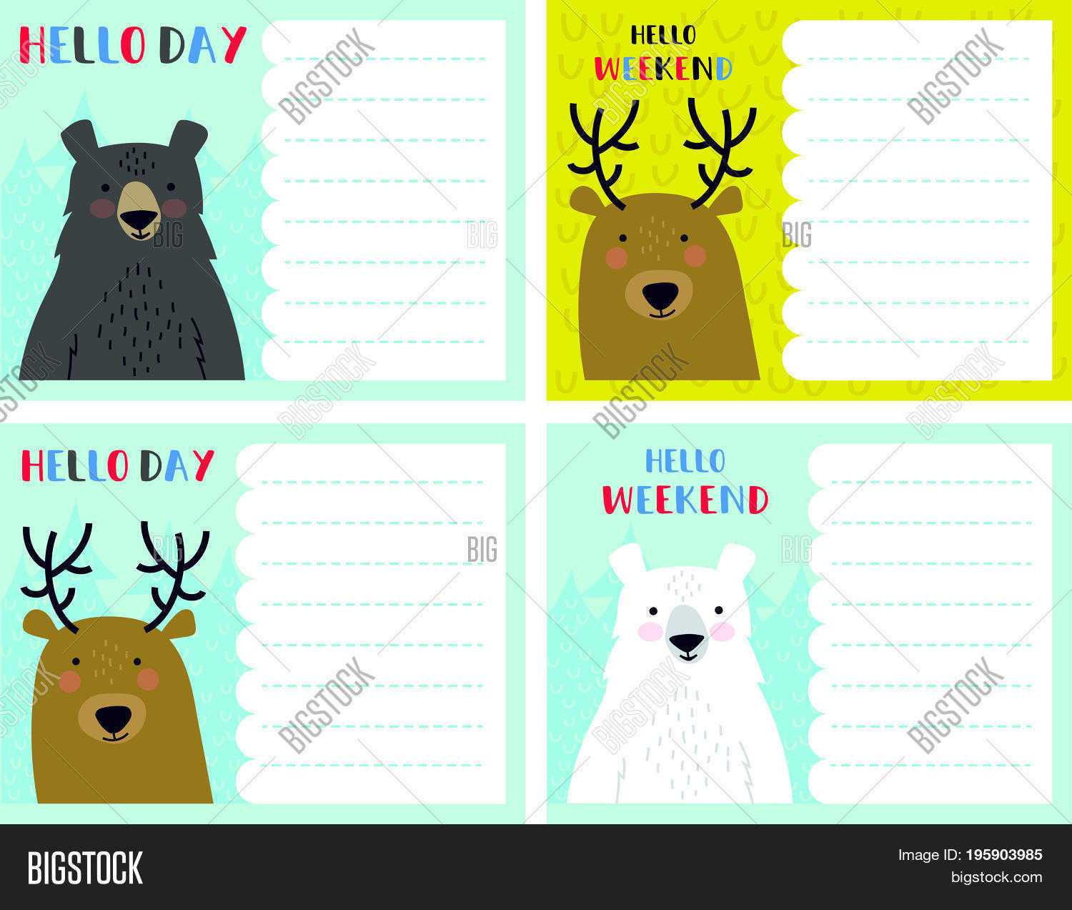 Vector Notes Card Set Vector & Photo (Free Trial) | Bigstock Within Christmas Note Card Templates