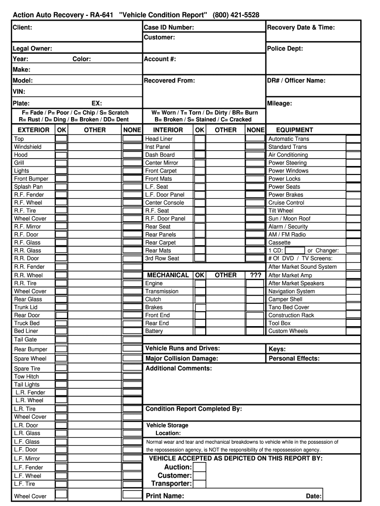 Vehicle Condition Report Pdf - Fill Online, Printable Within Truck Condition Report Template