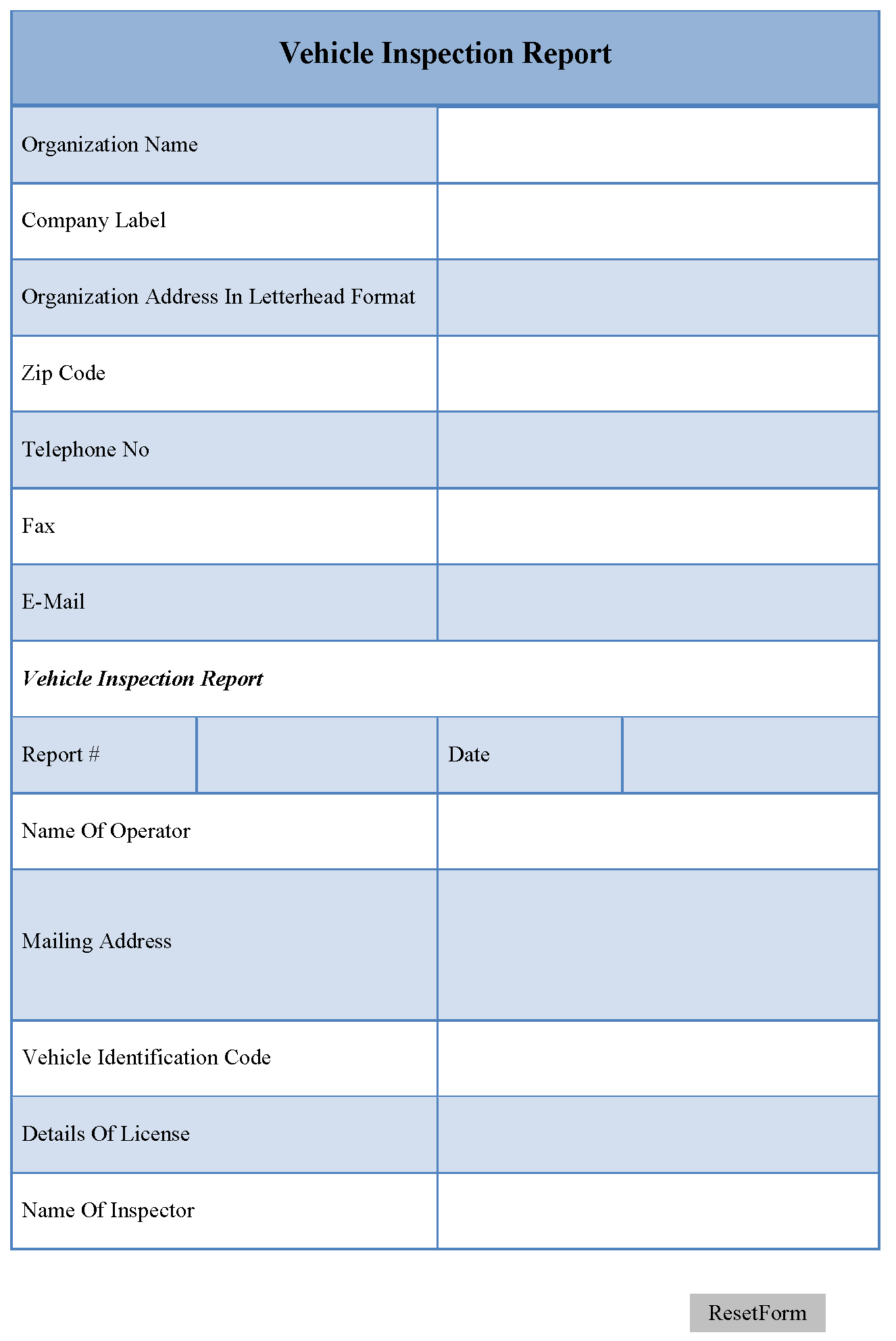 Vehicle Inspection Report Template | Editable Forms Intended For Vehicle Inspection Report Template