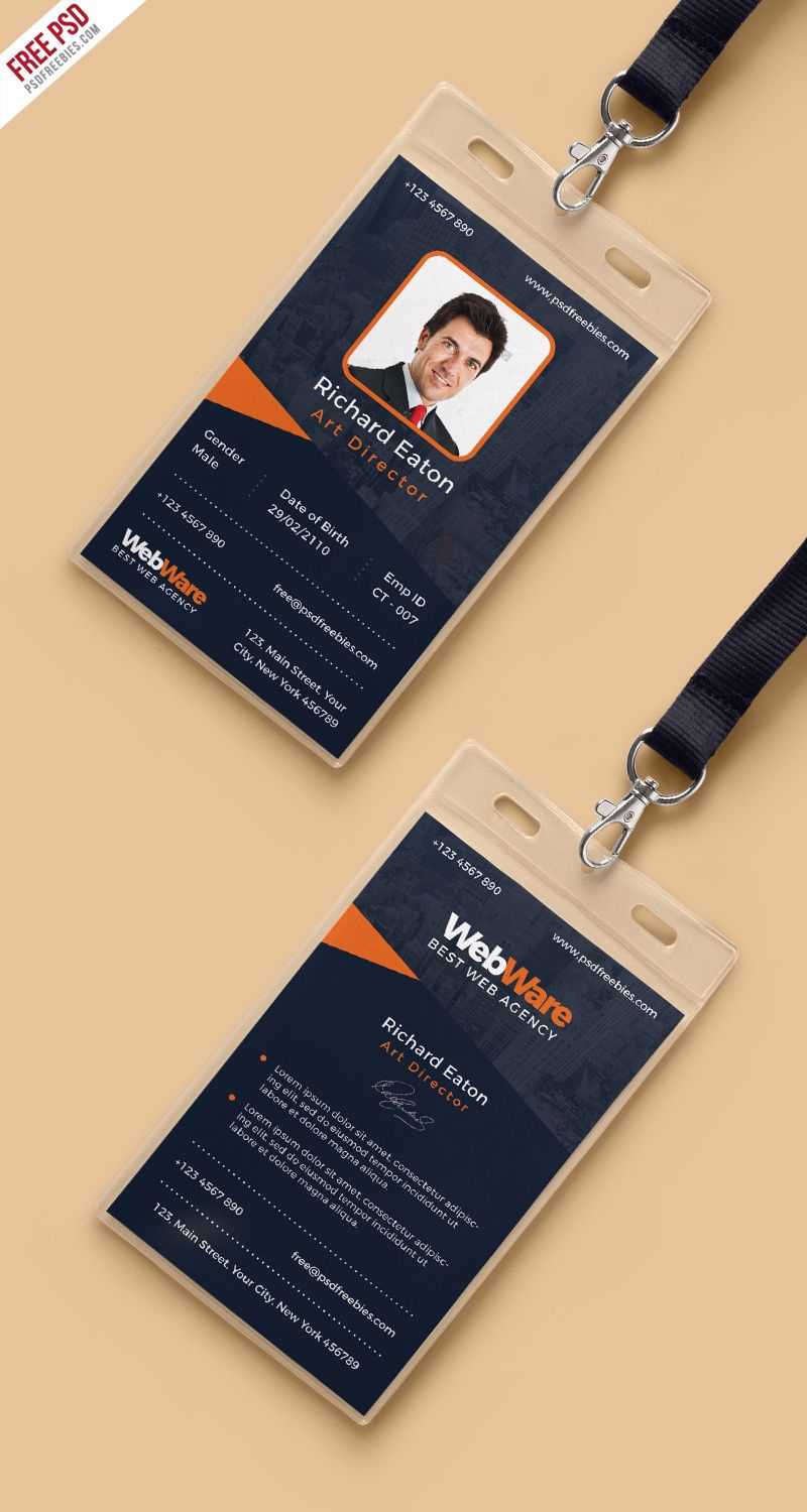 Vertical Company Identity Card Template Psd | Identity Card With Regard To Id Card Design Template Psd Free Download