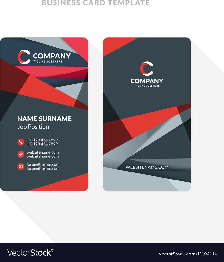 Vertical Double Sided Business Card Template With In Double Sided Business Card Template Illustrator