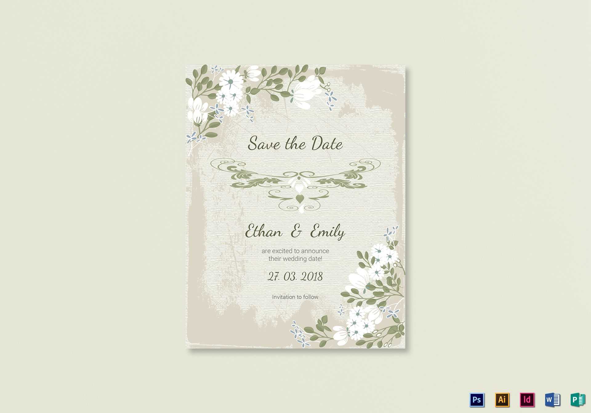 Vintage Save The Date Card Template In Save The Date Template Word
