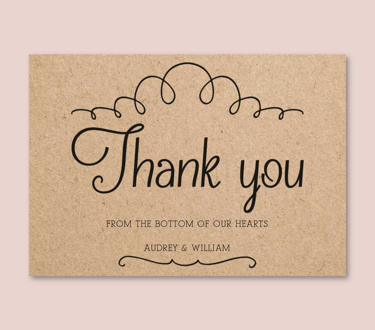 Vintage Wedding Thank You Card Template For Word Or Pages, Printable  Wedding Invitation, Kraft Paper Thank You, Docx File Instant Download Pertaining To Thank You Card Template Word