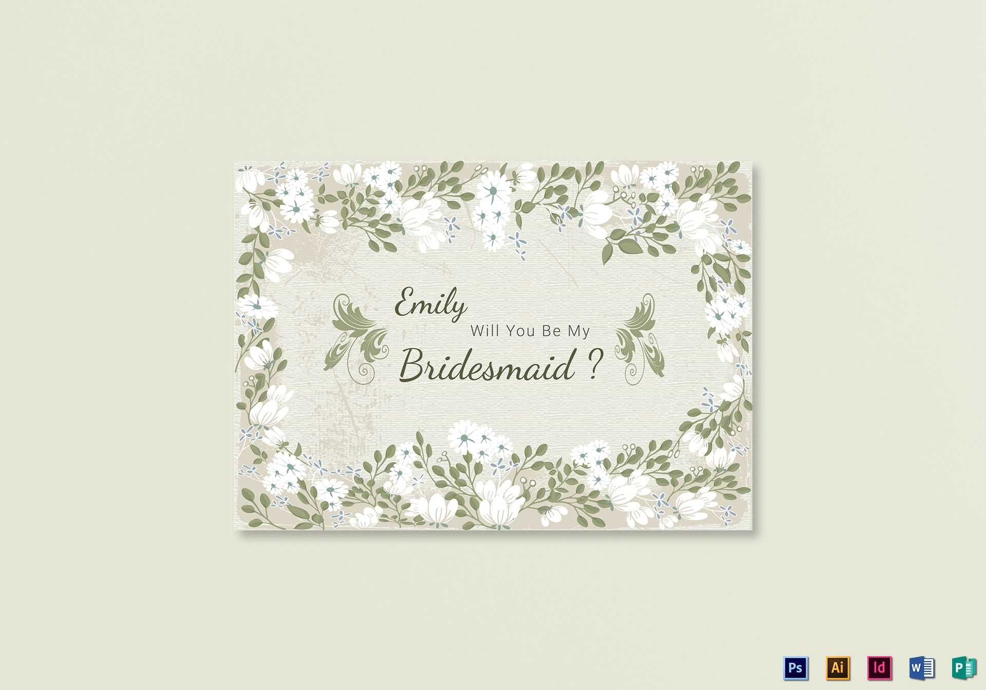 Vintage Will You Be My Bridesmaid Card Template With Will You Be My Bridesmaid Card Template