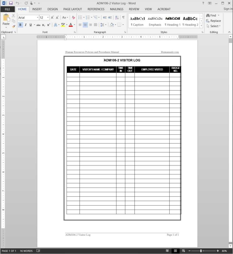 Visitor Log Template | Adm106 2 Pertaining To Visitor Badge Template Word