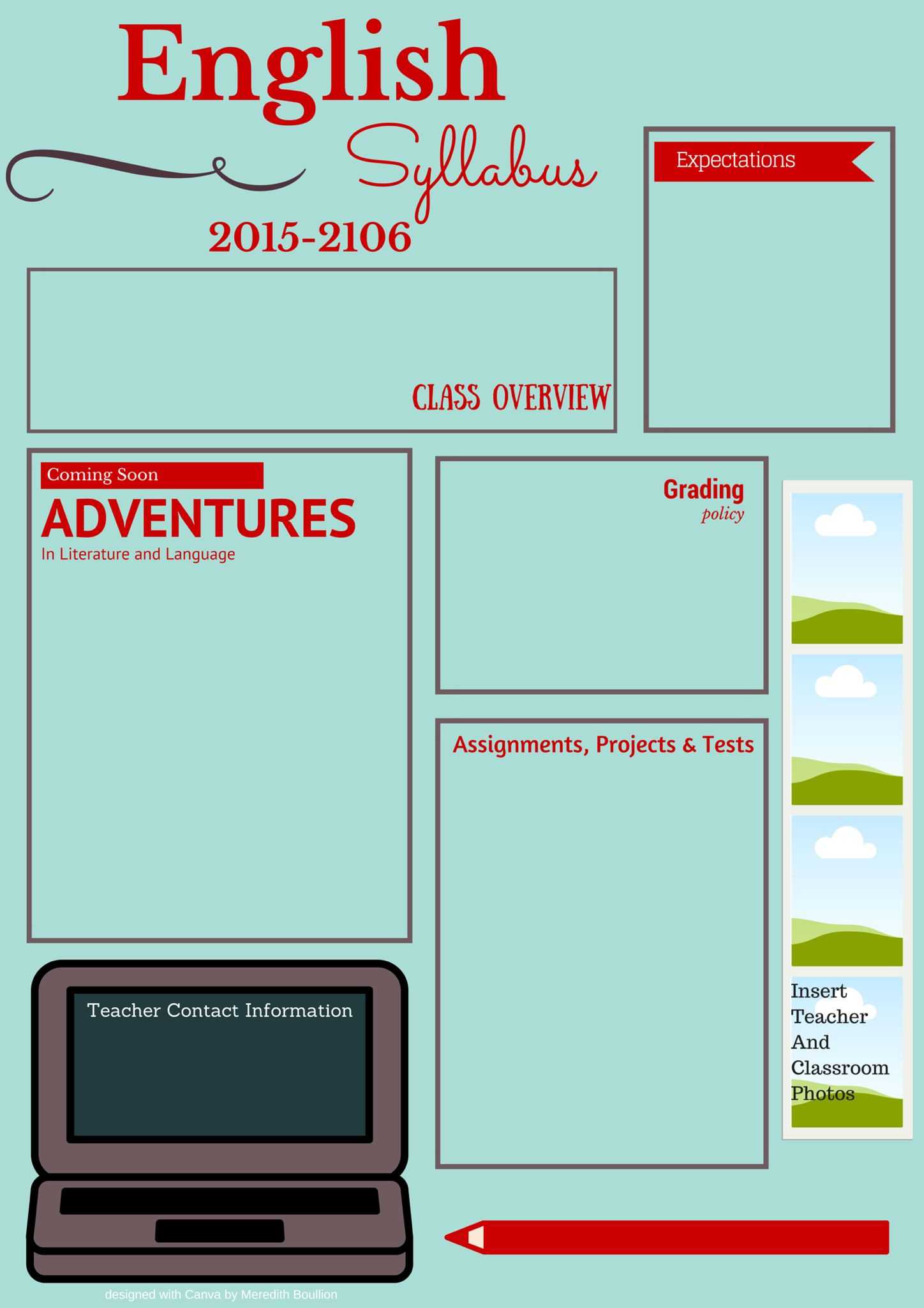 Visual Syllabus Template Made With Canva | High School Intended For Blank Syllabus Template