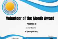 Volunteer Of The Month Certificate Template In 2019 in Volunteer Of The Year Certificate Template