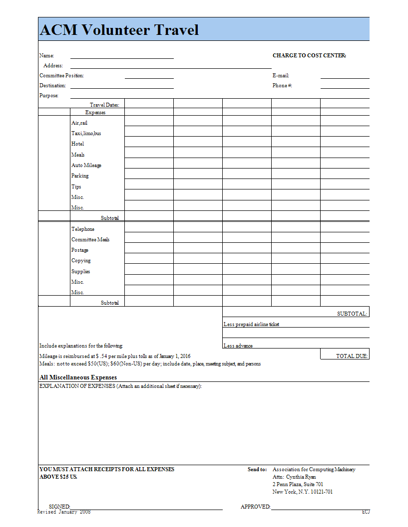 Volunteer Travel And Expense Report Template | Templates At For Volunteer Report Template
