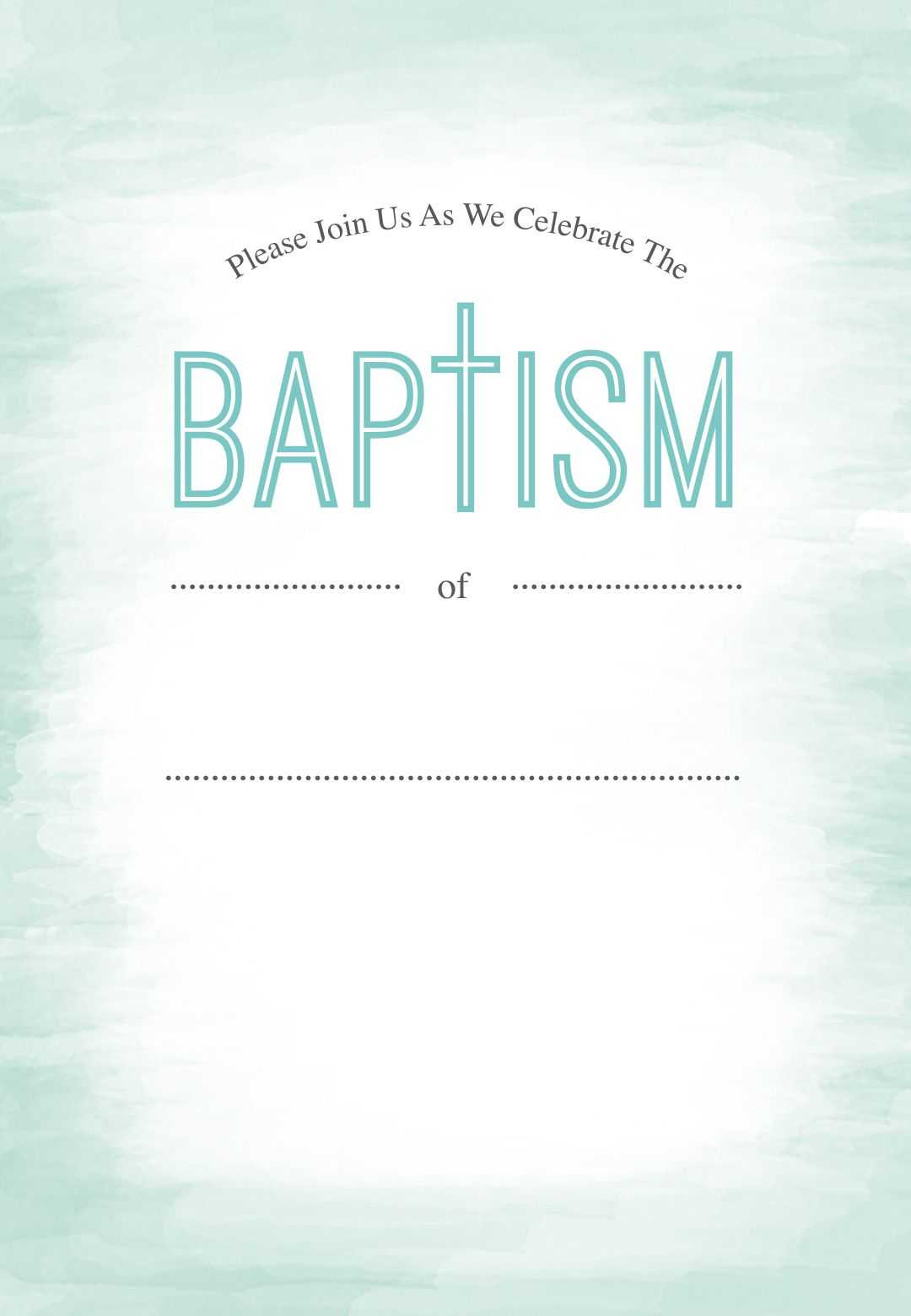 Water – Baptism & Christening Invitation Template (Free With Regard To Blank Christening Invitation Templates