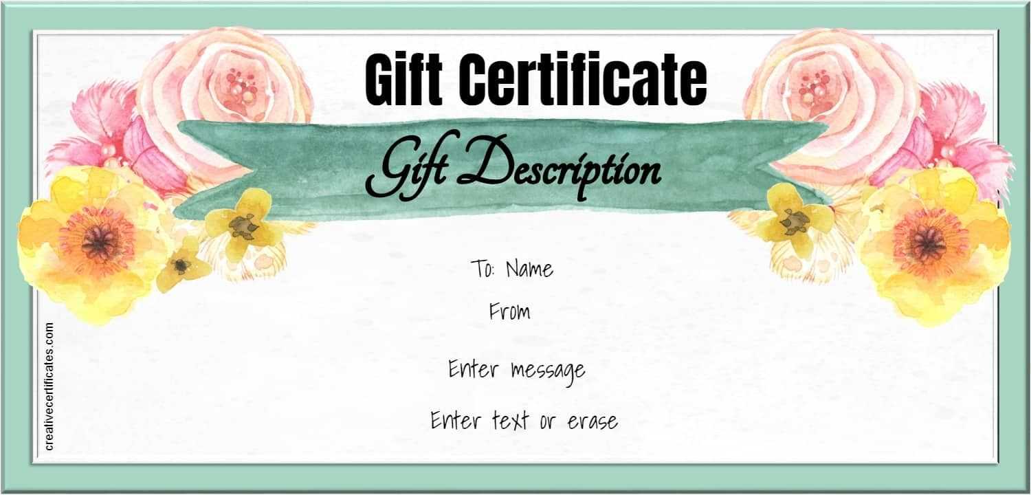 Watercolor Gift Certificate Template | Gift Certificate For Company Gift Certificate Template