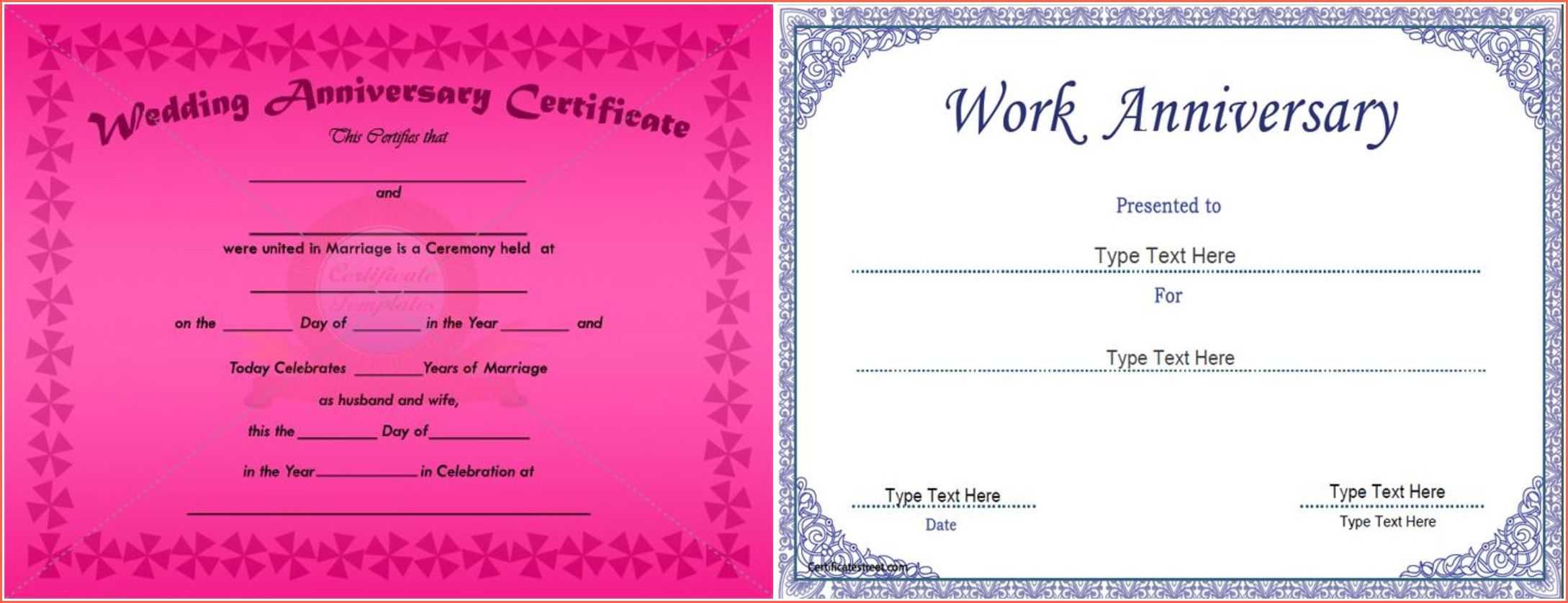 Wedding Anniversary Certificate Template Free With 25Th Gift For Anniversary Certificate Template Free