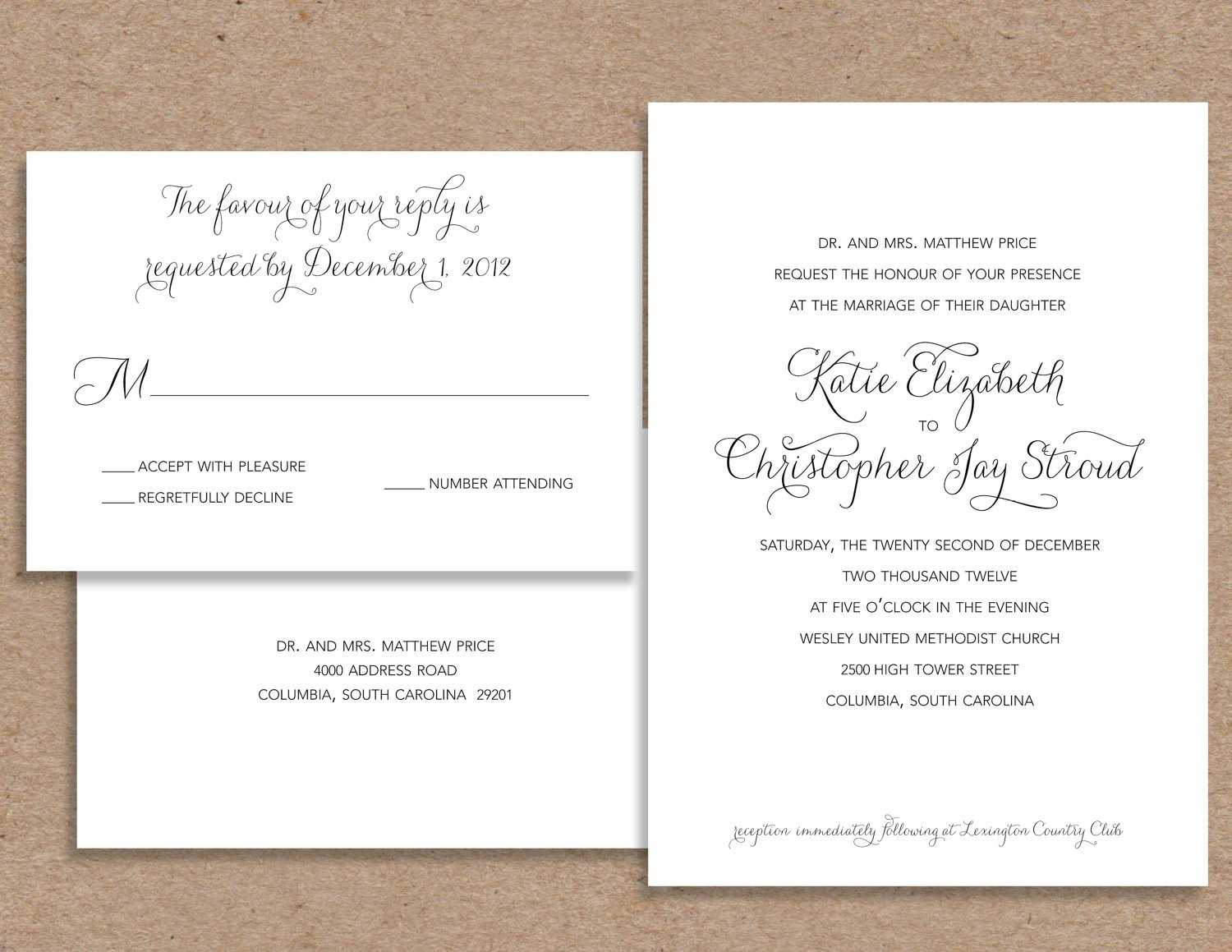 Wedding Invitation Acceptance Letter | Invitation Templates Throughout Acceptance Card Template