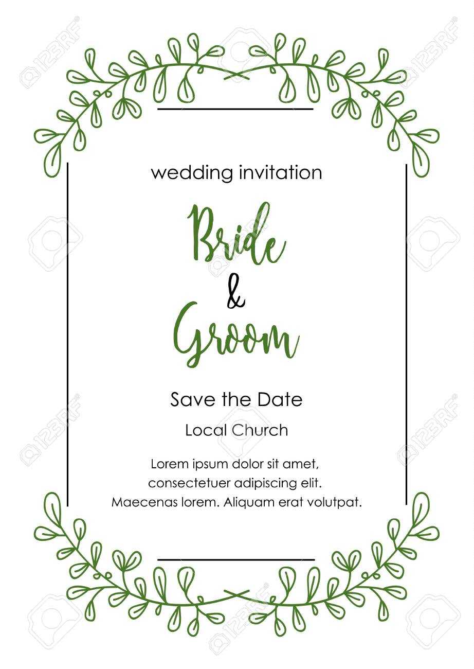 Wedding Invitation Card. Wedding Card Template With Decorative.. Regarding Church Wedding Invitation Card Template