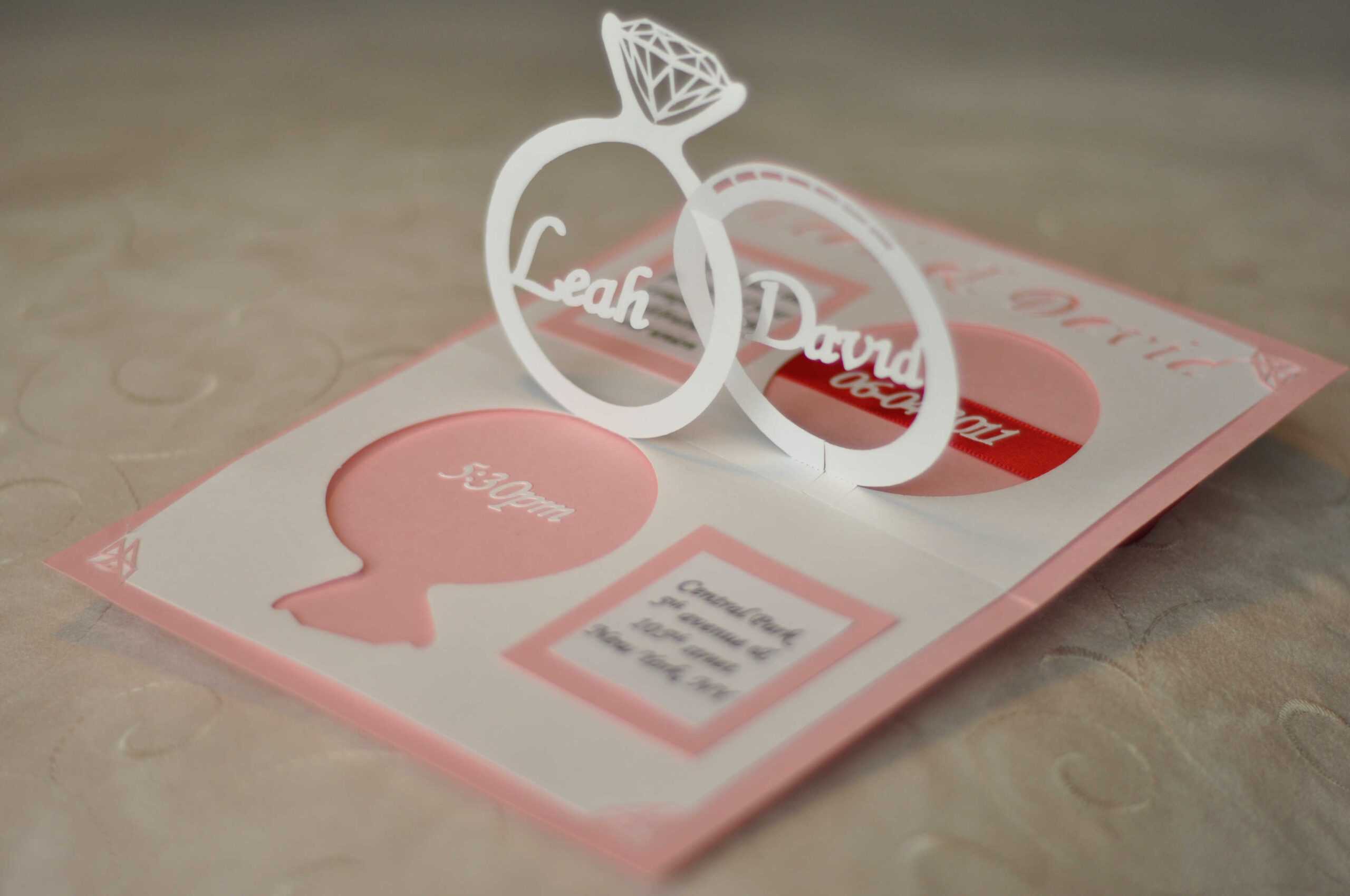 Wedding Invitation Linked Rings Pop Up Card Template In Pop Up Wedding Card Template Free