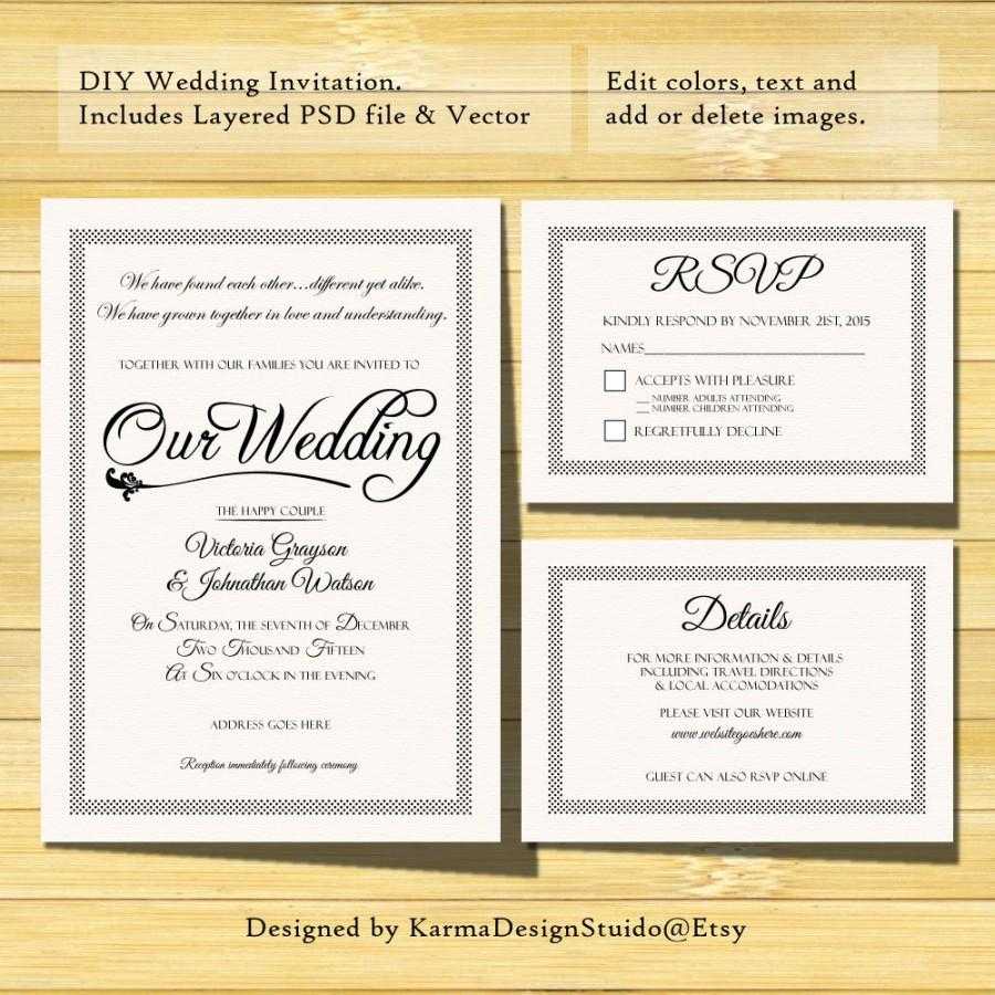 Wedding Invitation Template – Instant Download – Printable Inside Free Printable Wedding Rsvp Card Templates