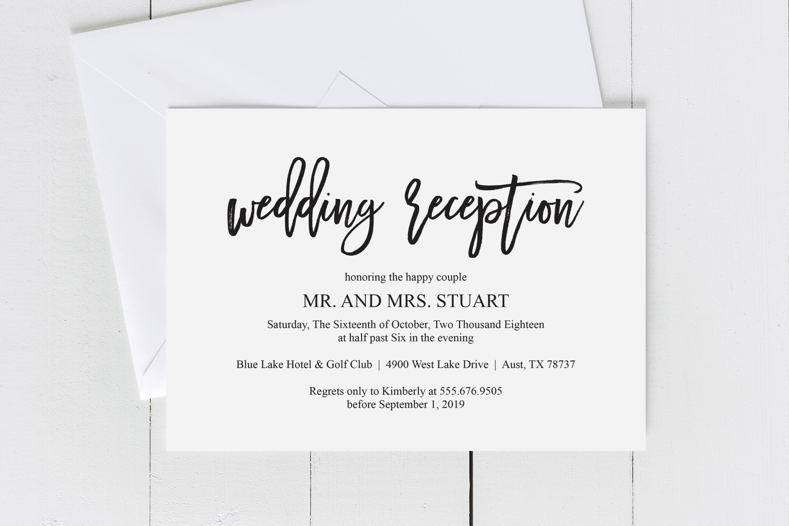 Wedding Reception Invitation Card Pdf Editable Template Intended For Wedding Hotel Information Card Template