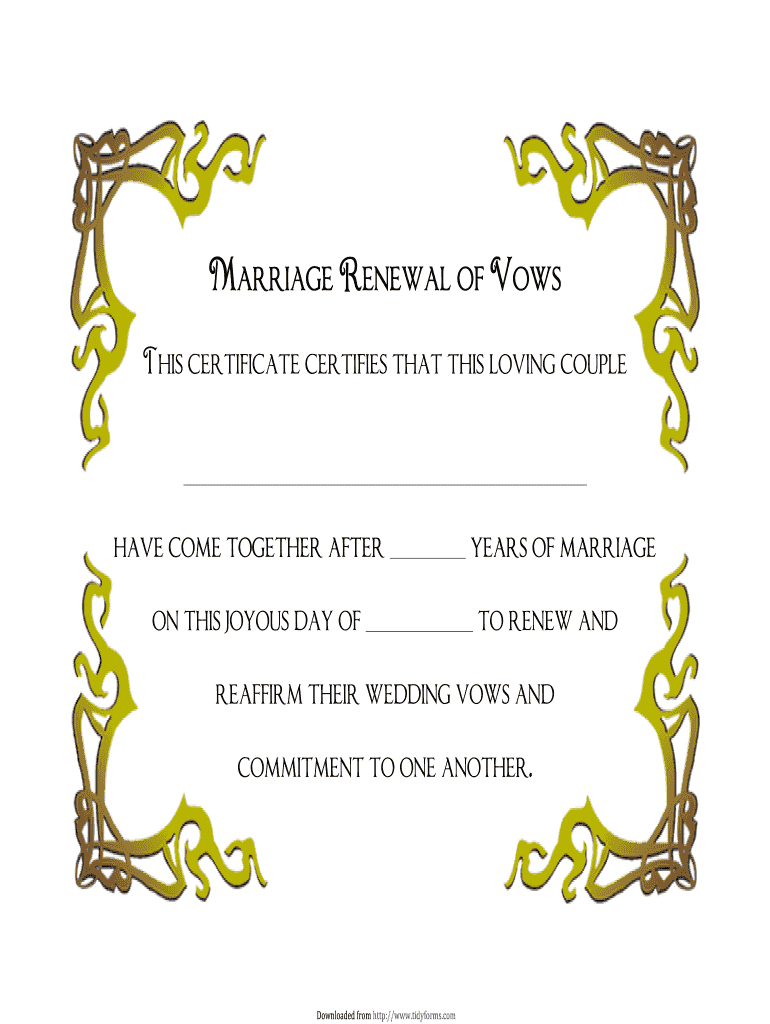 Wedding Renewal Certificate Template – Fill Online Intended For Blank Marriage Certificate Template