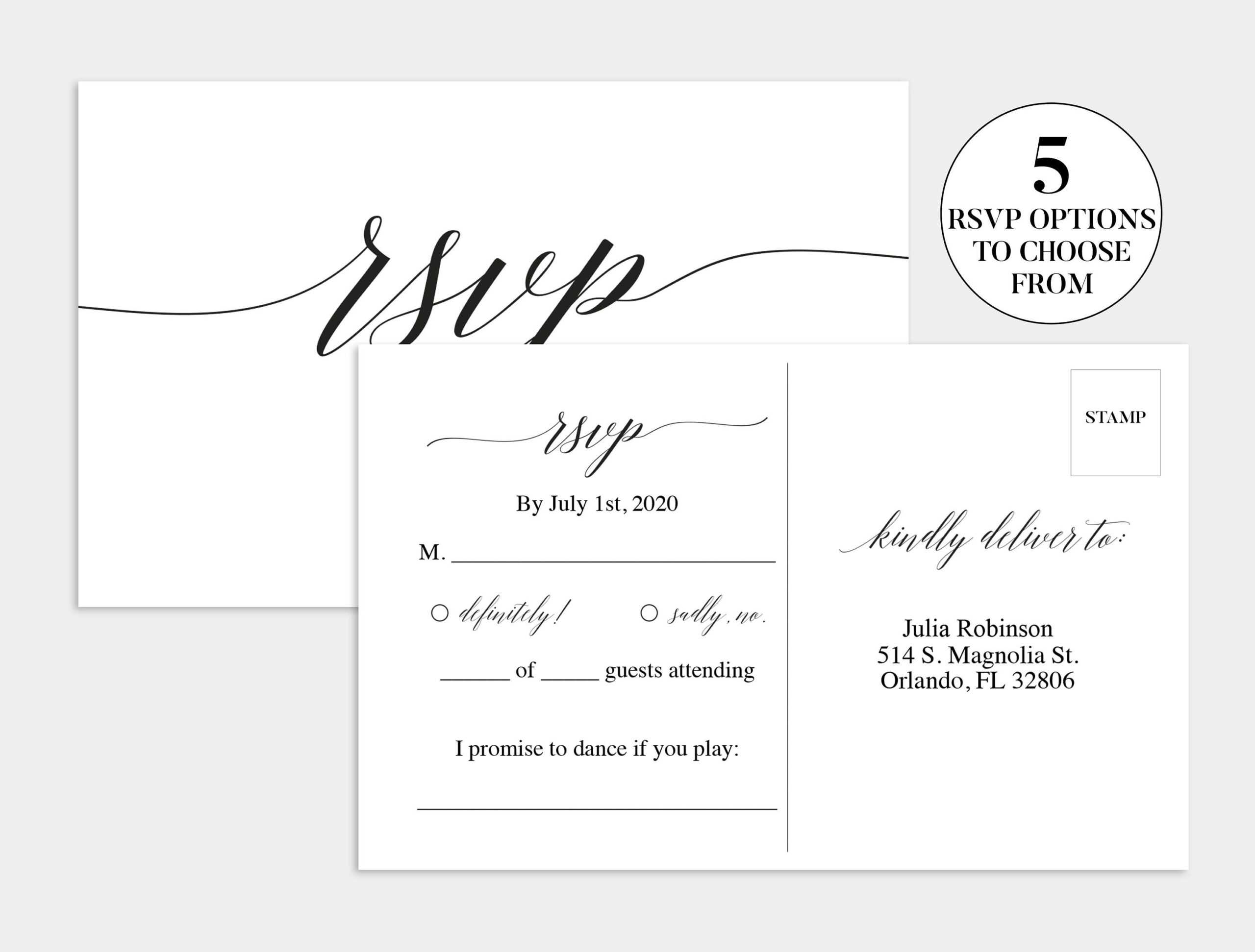 Wedding Rsvp Card | Wedding Rsvp Template | Wedding Rsvp Throughout Template For Rsvp Cards For Wedding