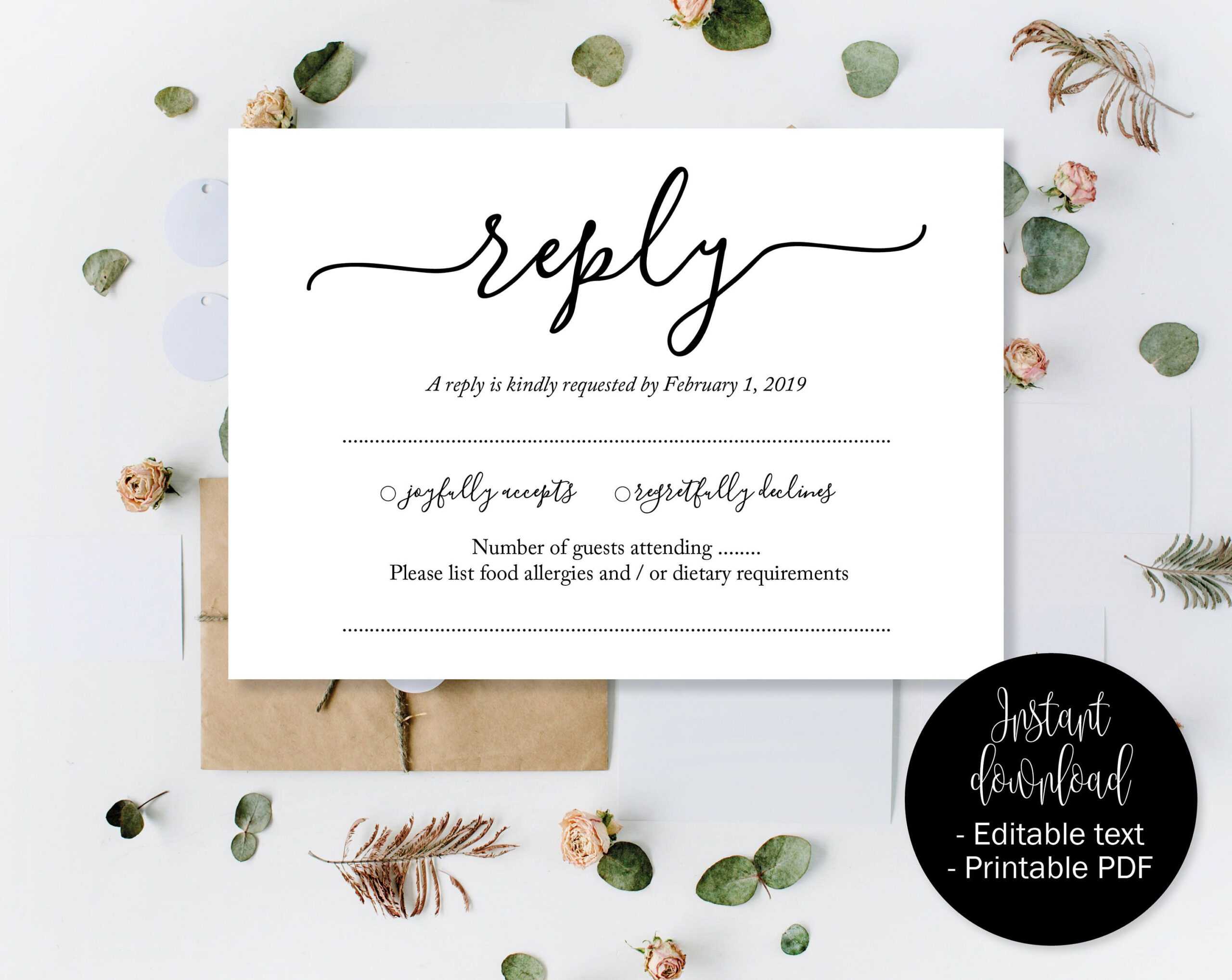 Wedding Rsvp Cards, Wedding Reply Attendance Acceptance Pertaining To Template For Rsvp Cards For Wedding