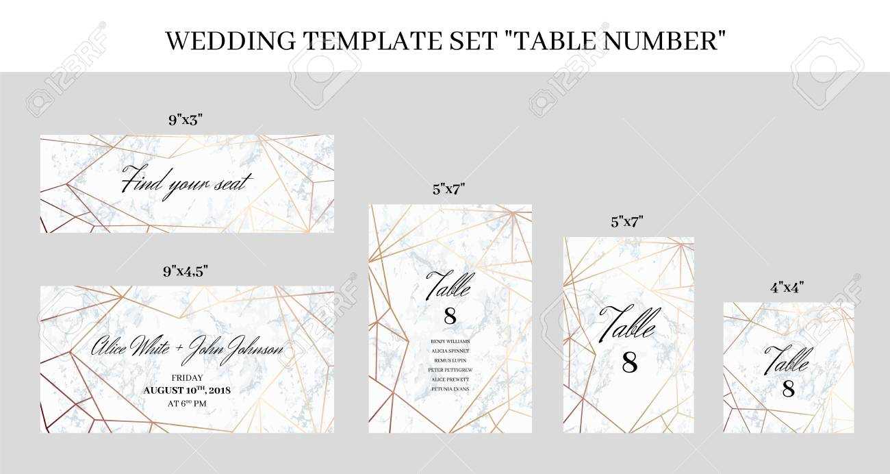 Wedding Template Set Table Number Cards. White Marble Background.. Within Table Number Cards Template