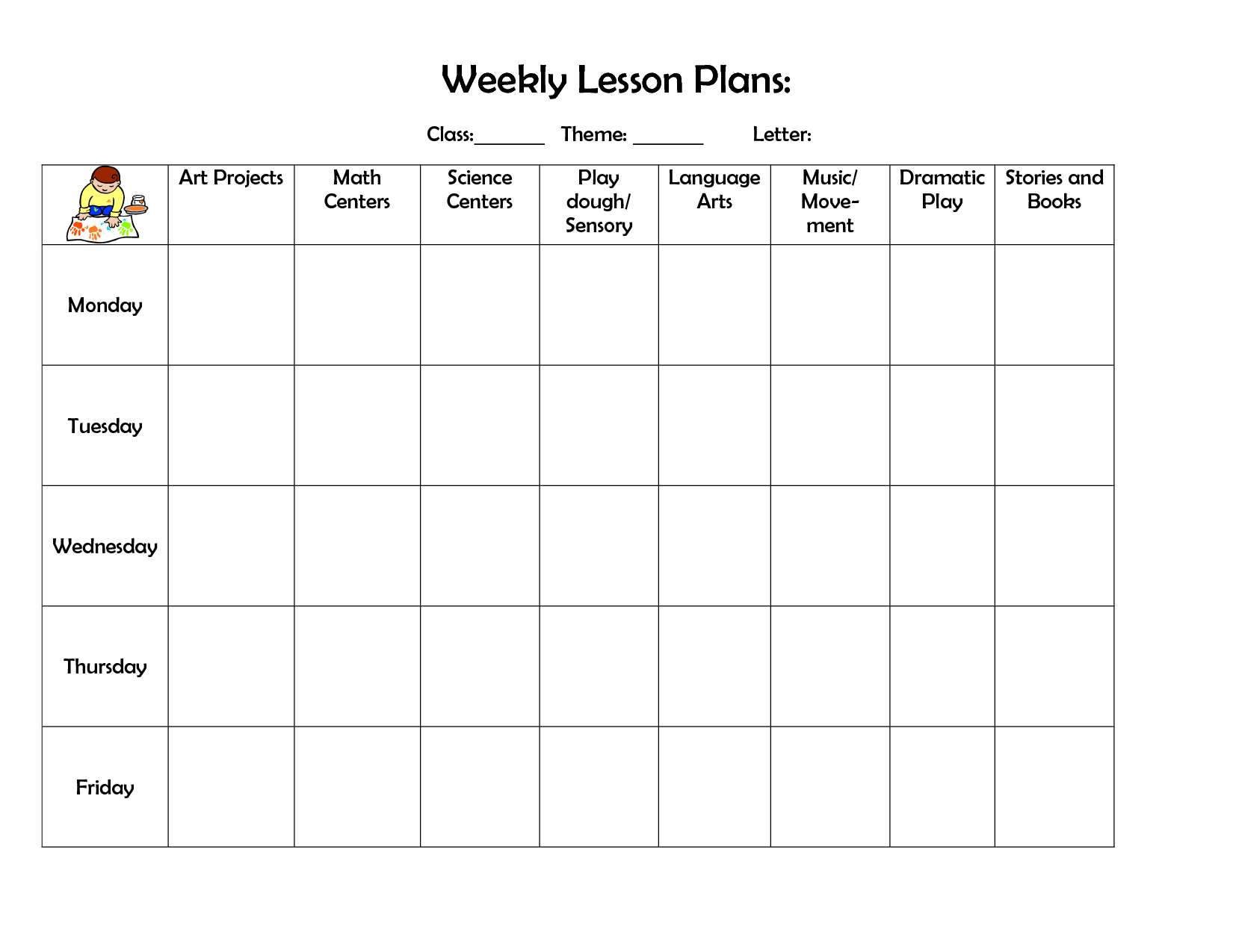 Weekly Lesson Plan | Preschool Lesson Plan Template, Daycare Pertaining To Blank Preschool Lesson Plan Template