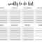 Weekly To Do List Printable Checklist Template | To Do Lists Regarding Blank Checklist Template Pdf
