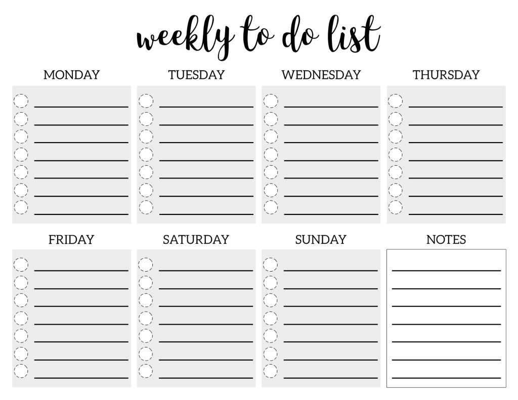 Weekly To Do List Printable Checklist Template | To Do Lists Regarding Blank Checklist Template Pdf