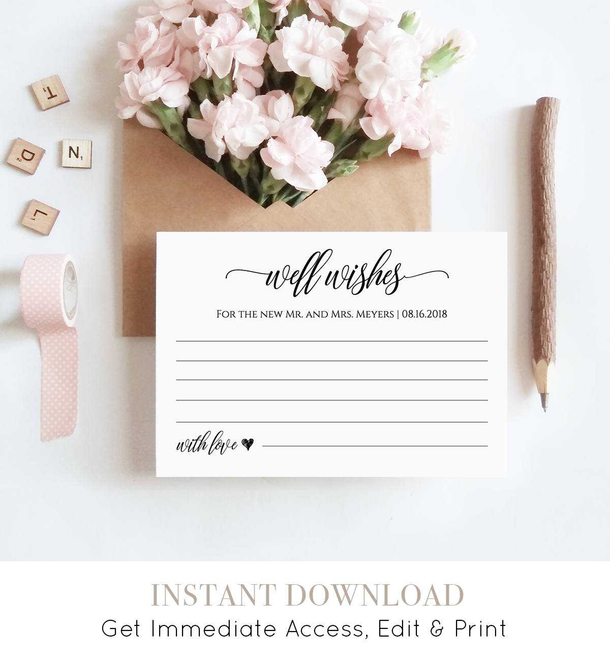 Well Wishes Printable, Wedding Advice Card Template For Pertaining To Marriage Advice Cards Templates